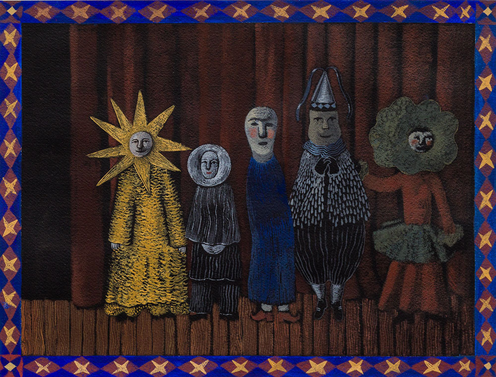 "Teatro das crianças", 2022, têmpera a ovo sobre papel Arches [egg tempera on Arches paper]