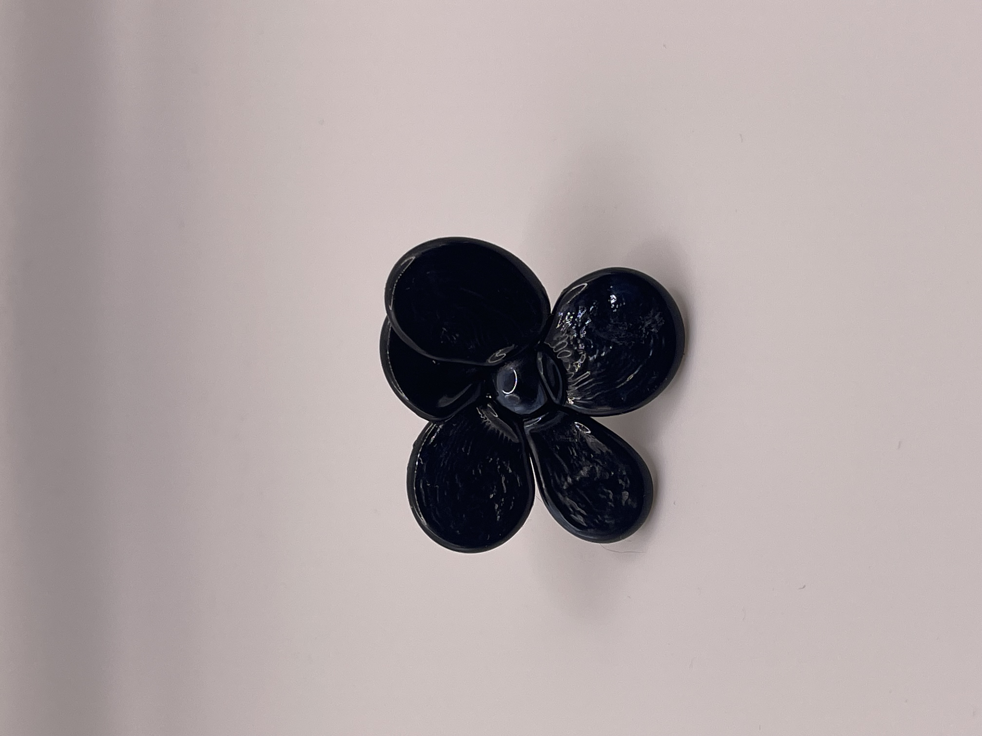 Flower Lapel Pin, Black, Glass, 2024