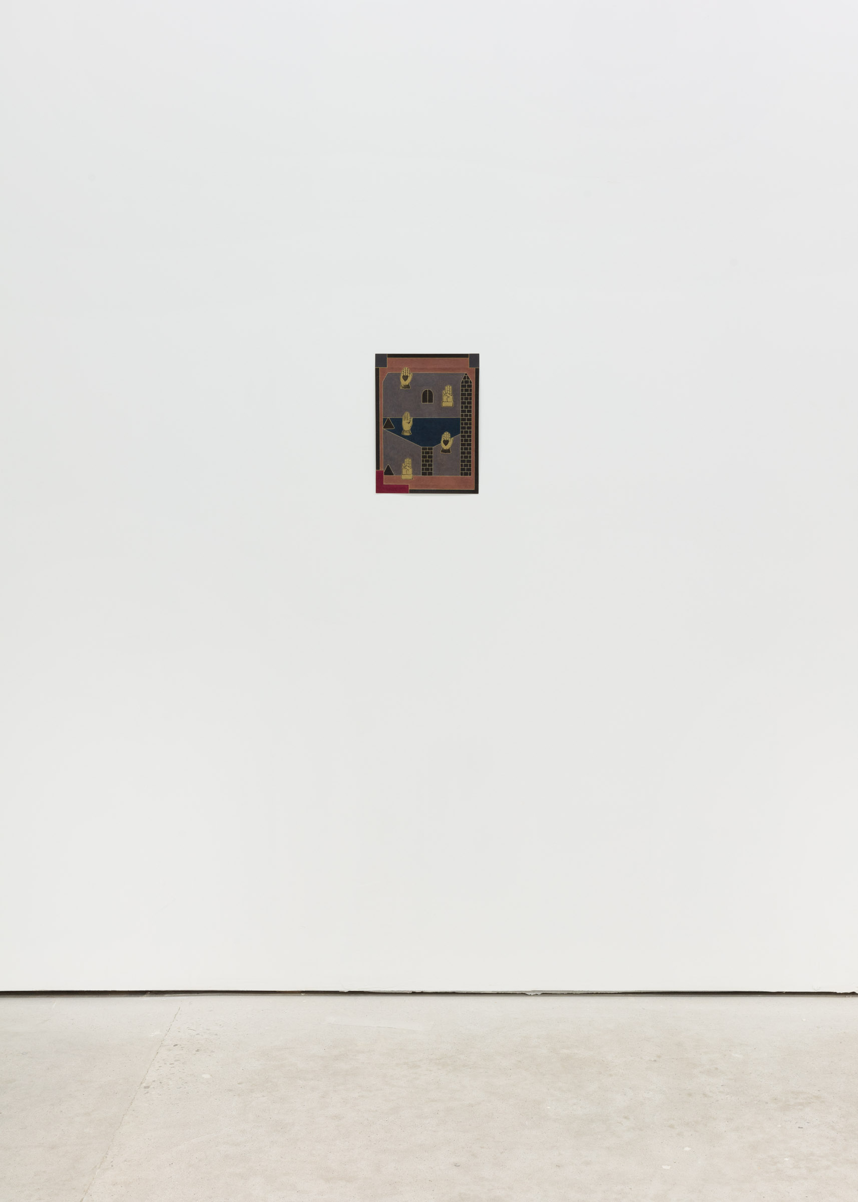 Toru Otani  'Apartment with hands and delta'  2023  Ink, color pencil on abrasive paper