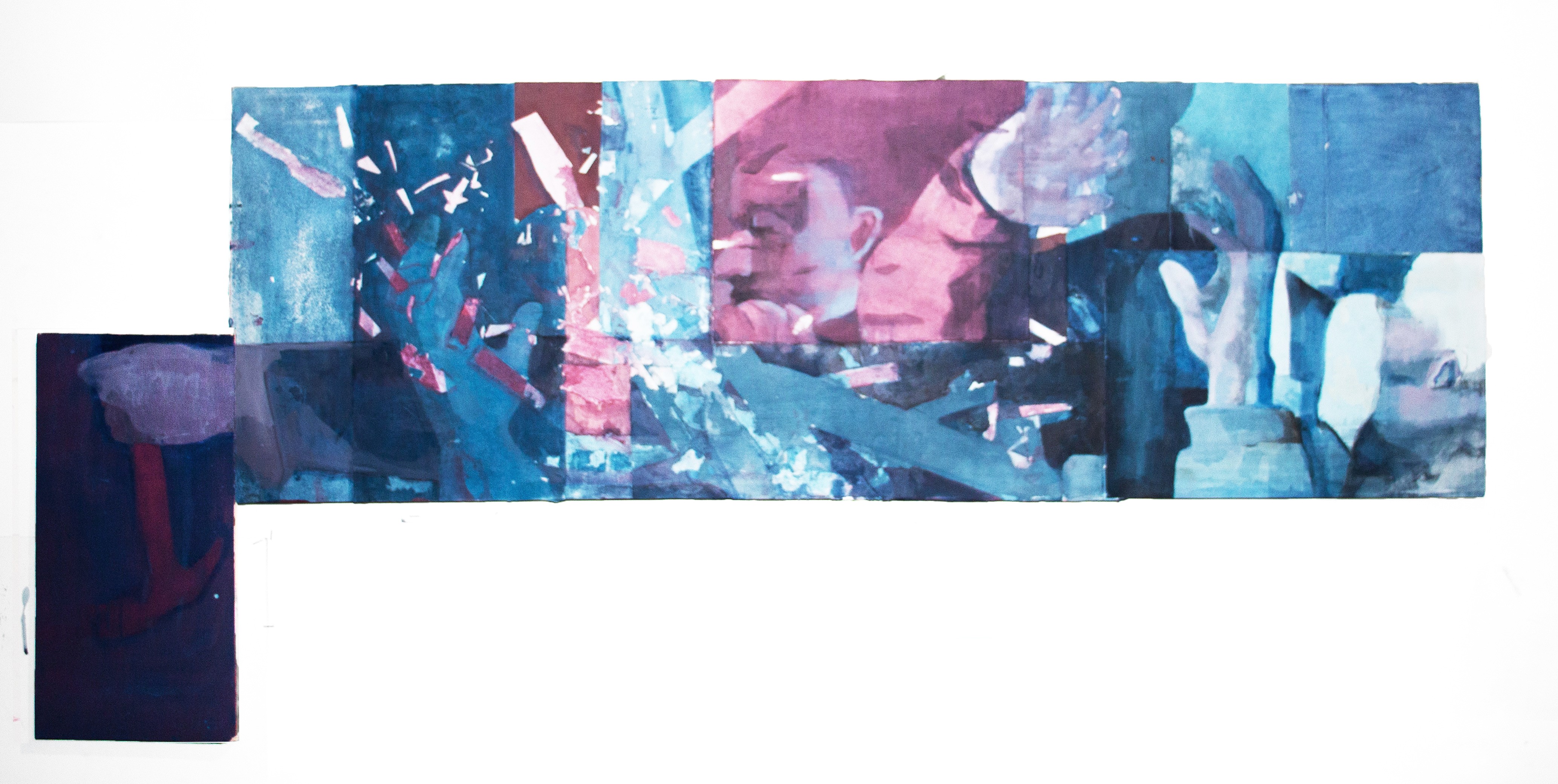 Second Swing: Popular Front, Acrylic and paint skins on paper collage, 2025