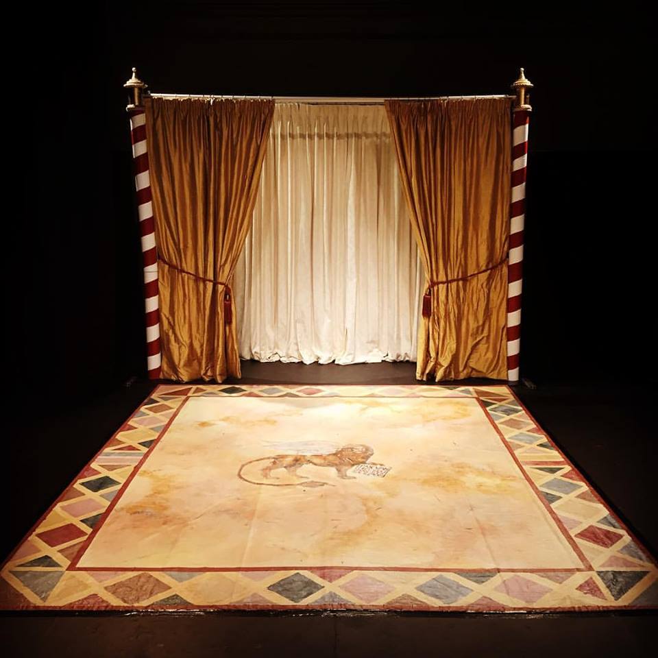 Floorcloth painting for The servant has two Masters 