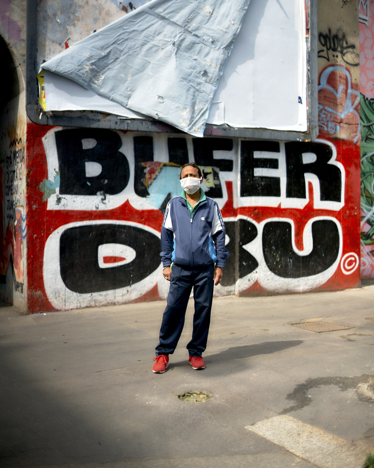 Rishi Opposite His Mini Market Store, Milano, May 2020