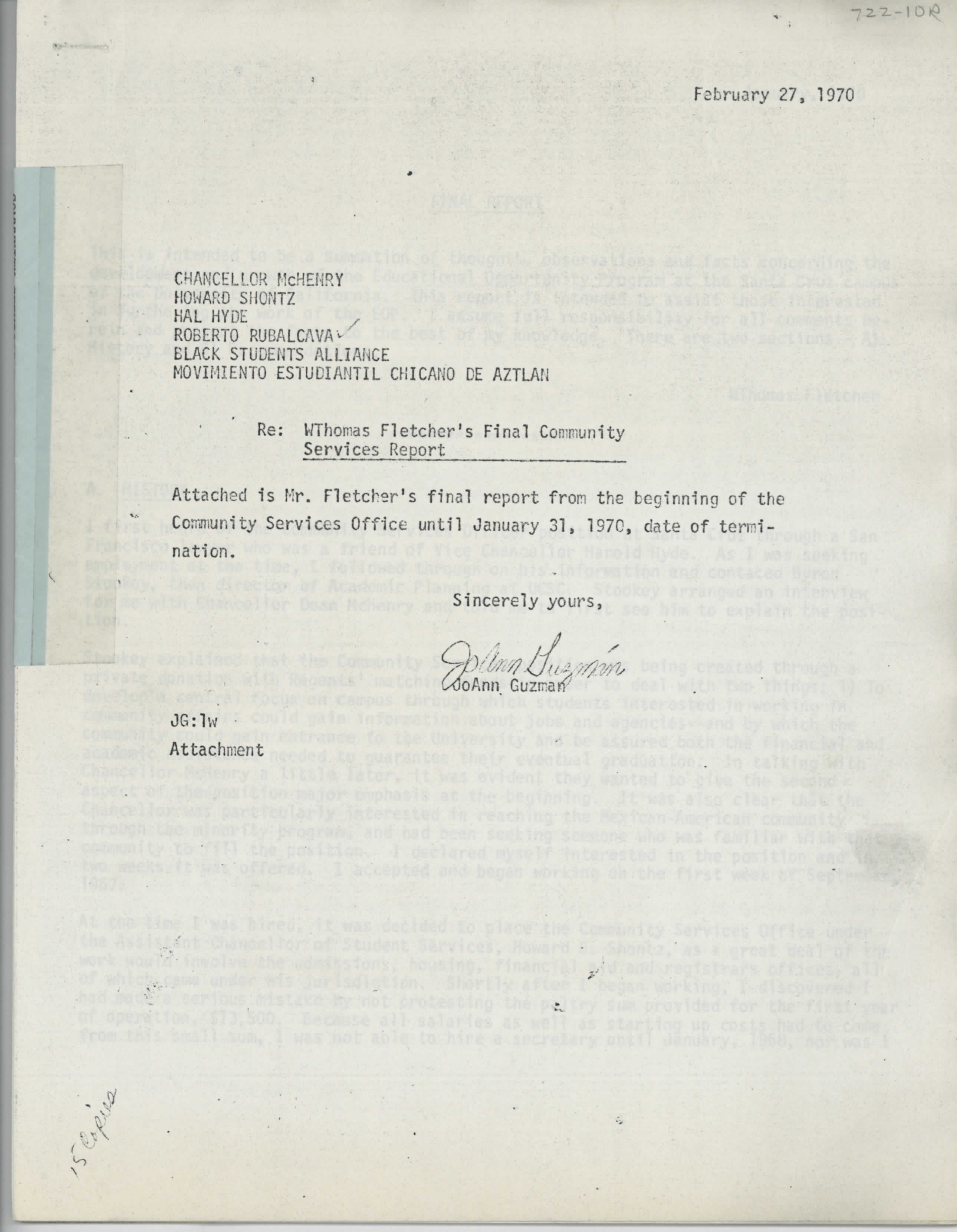 Excerpts from 1970 report on minority students