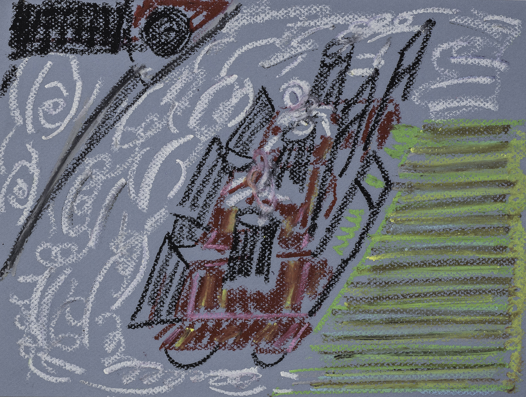 Snow Removal Machine (2022)  Circuits 12x9  in   Oil Bar on Cotton Paper