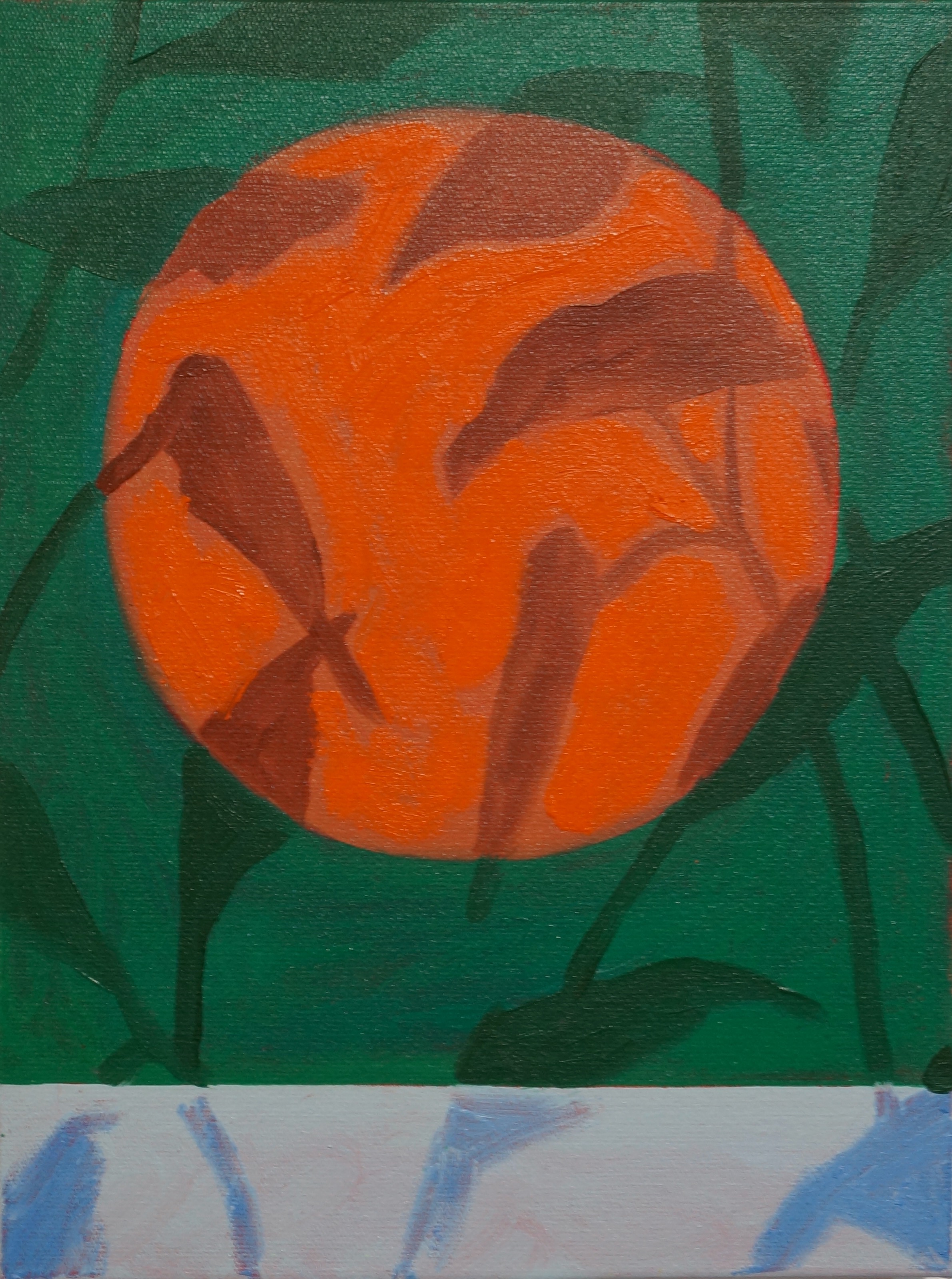 Harvest Moon Oil and oil stick on linen. 12x16. 2021