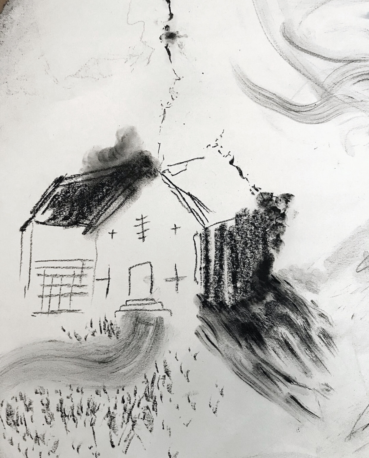 charcoal on newsprint