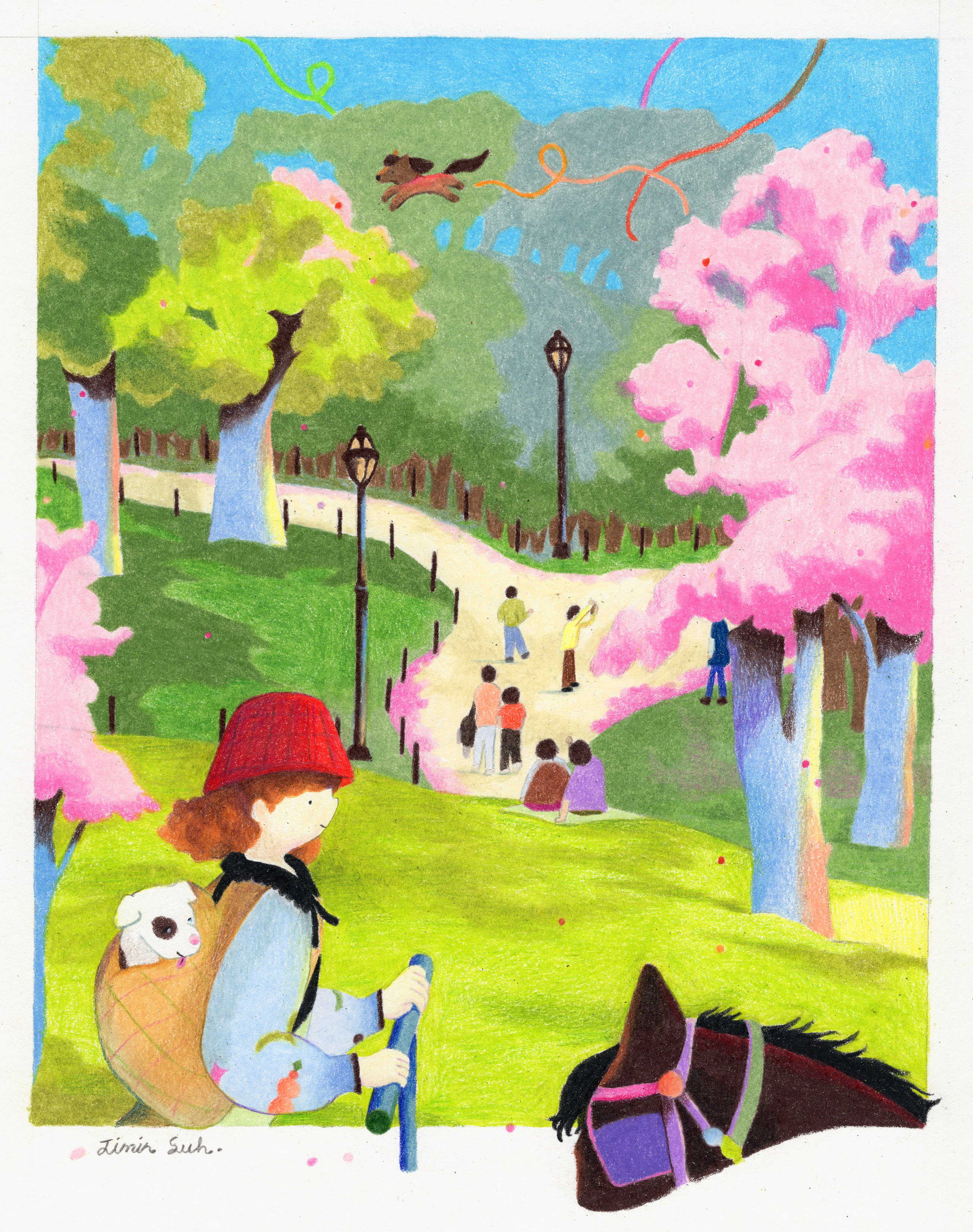 Pink turns to green. 