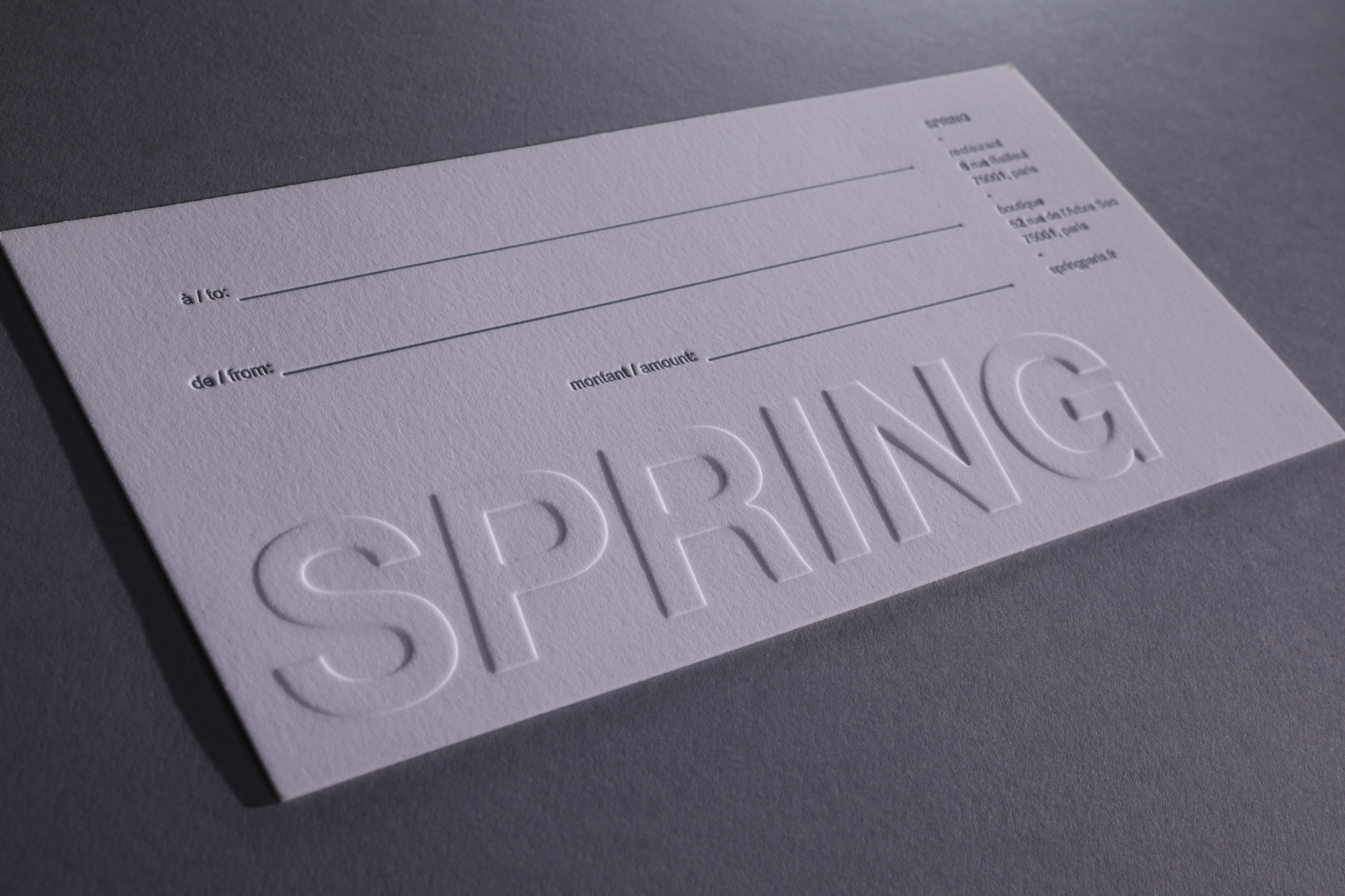 LETTERPRESS & EMBOSSINGSpring Paris gift certificates