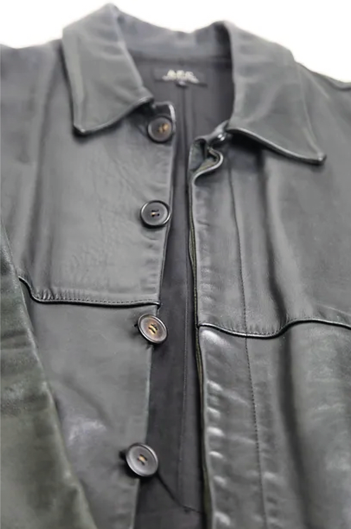 APC BLACK LEATHER COAT Out of stock