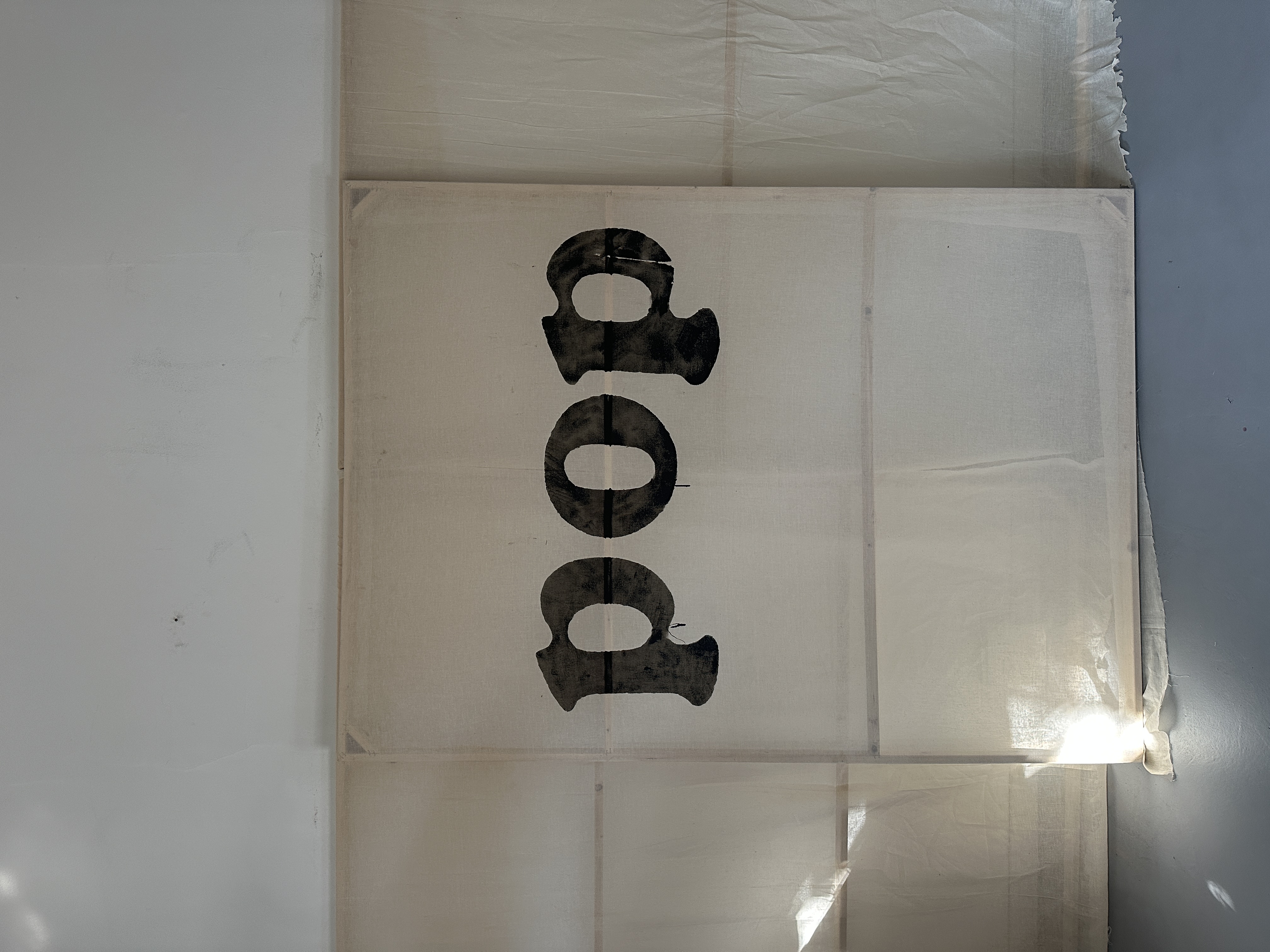 180x125x5cm, acrylic on unprimed linen canvas, wooden stretcher