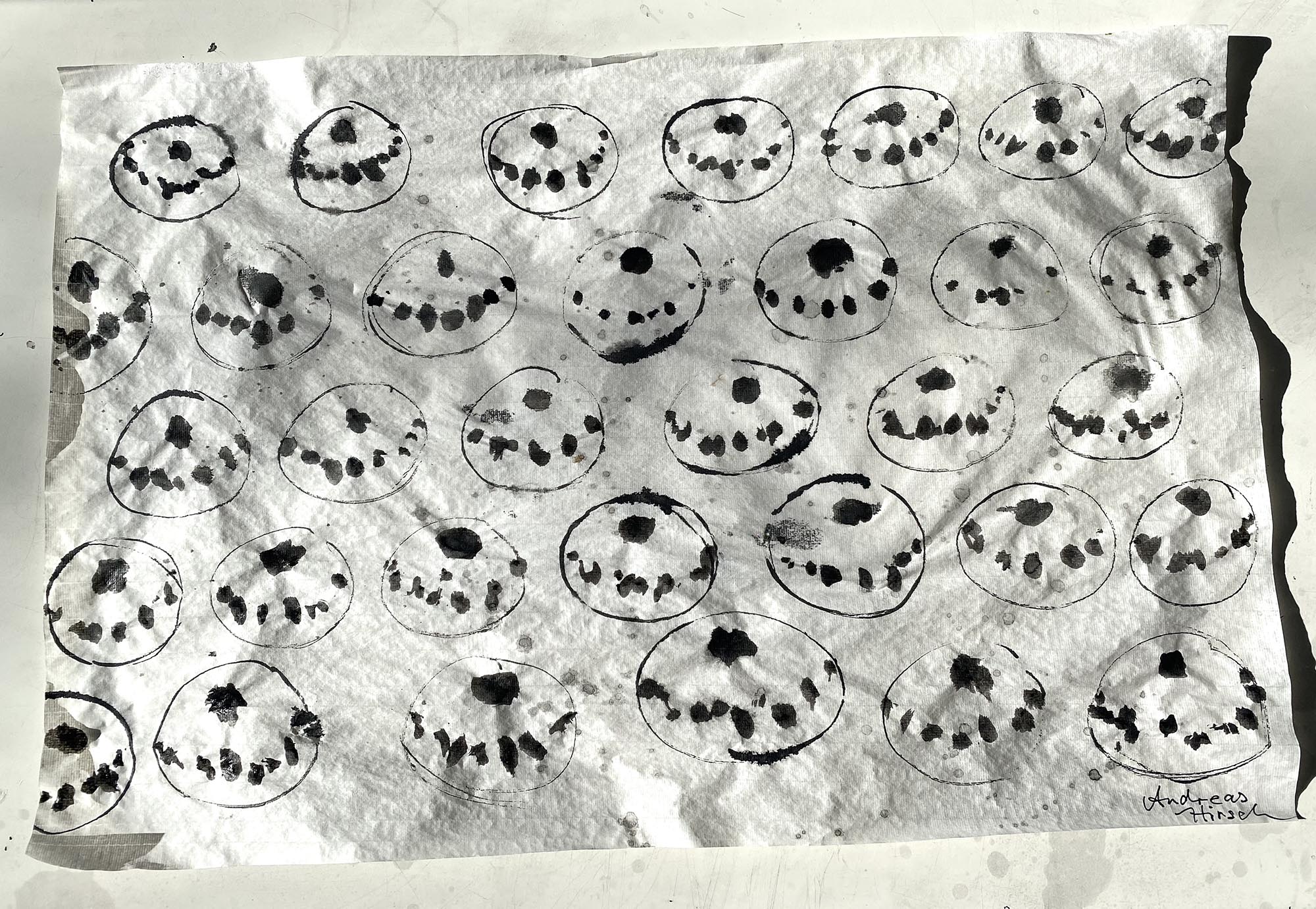 [ the greatest hits by god / 50 x 34 cm / ink on sumi-e paper / artist: Andreas Hirsch ]