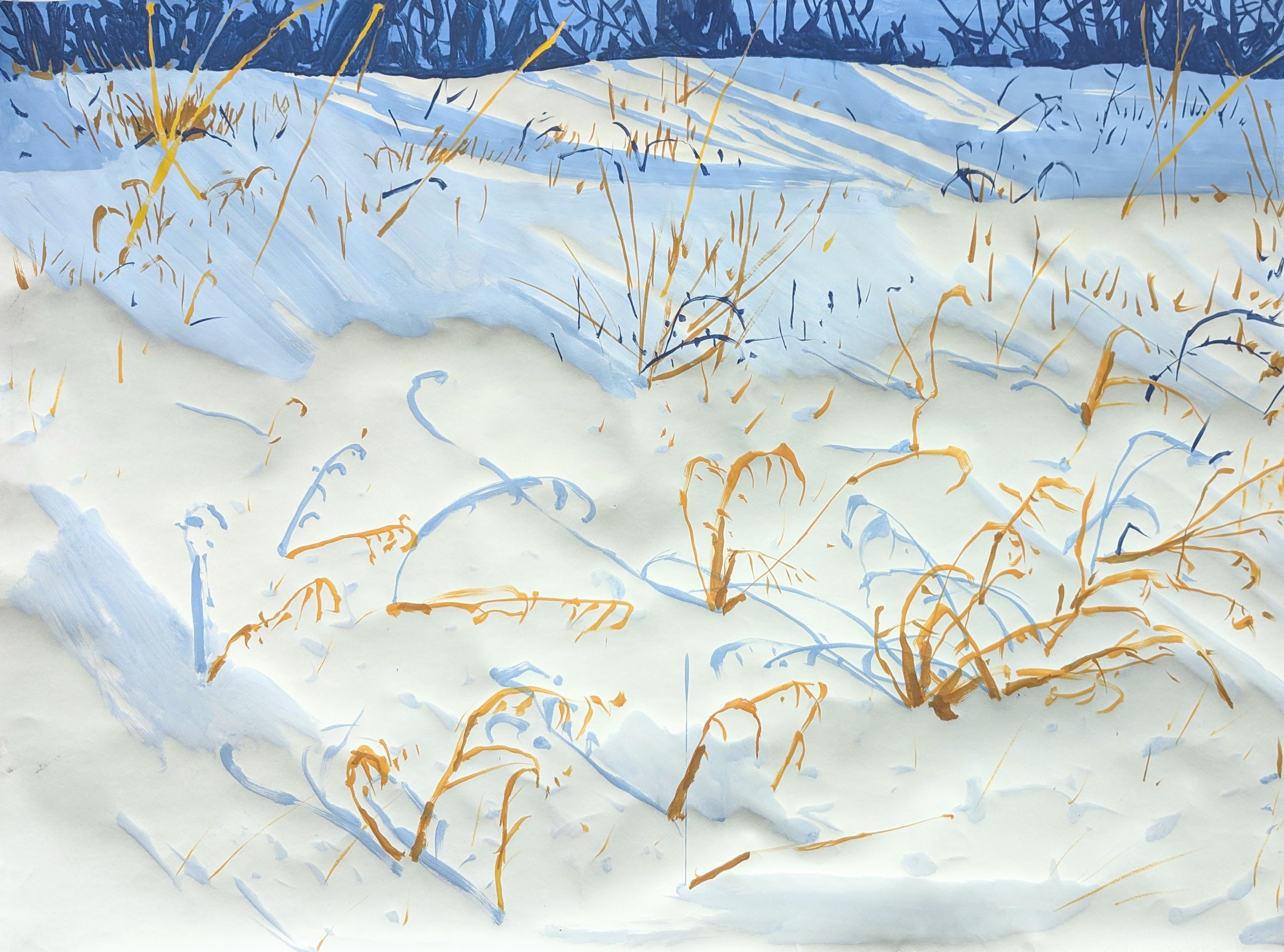 Puffy Shadows / 3" x 4' / gouache on paper / 2023