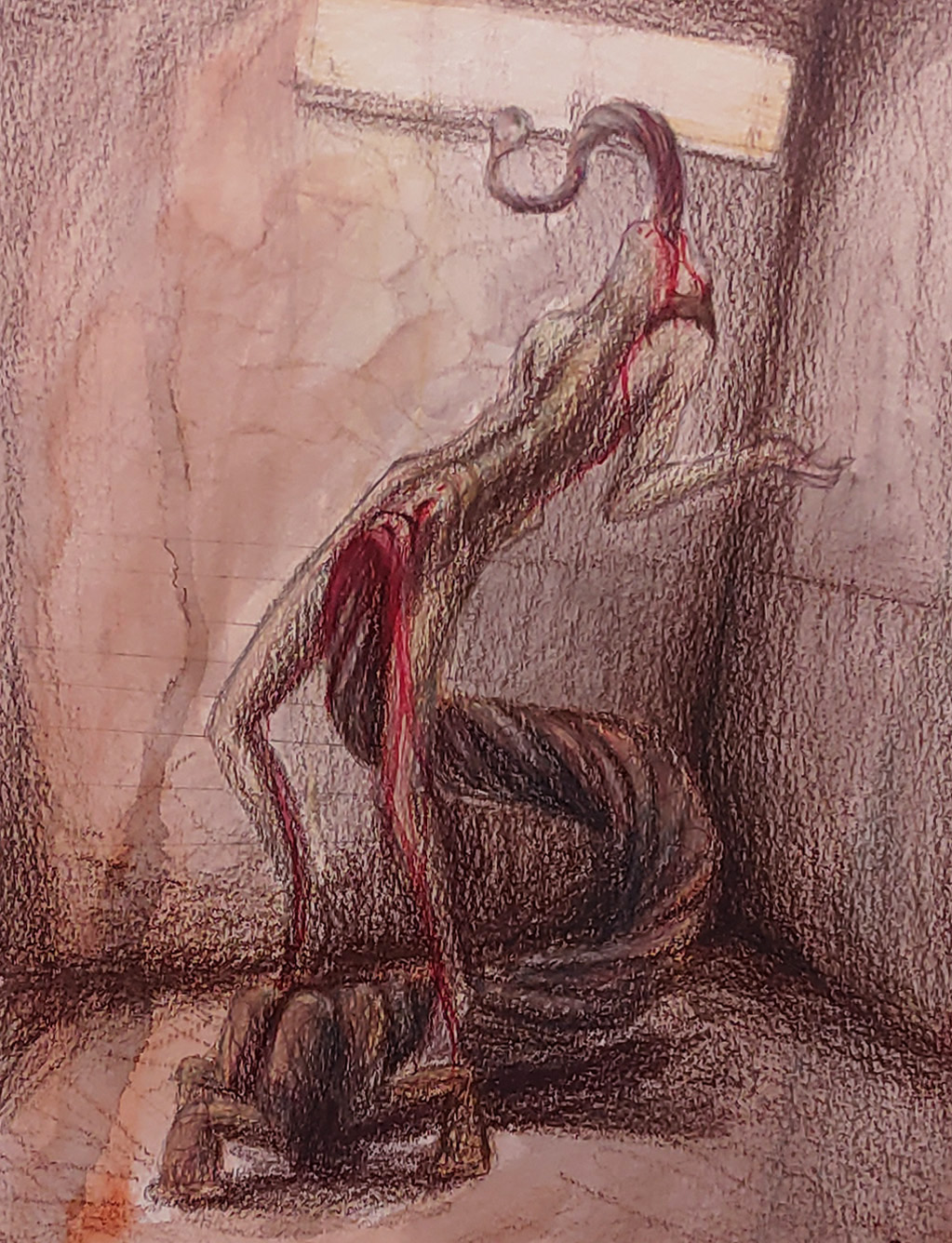 Dad's Room, colored pencil, 2020