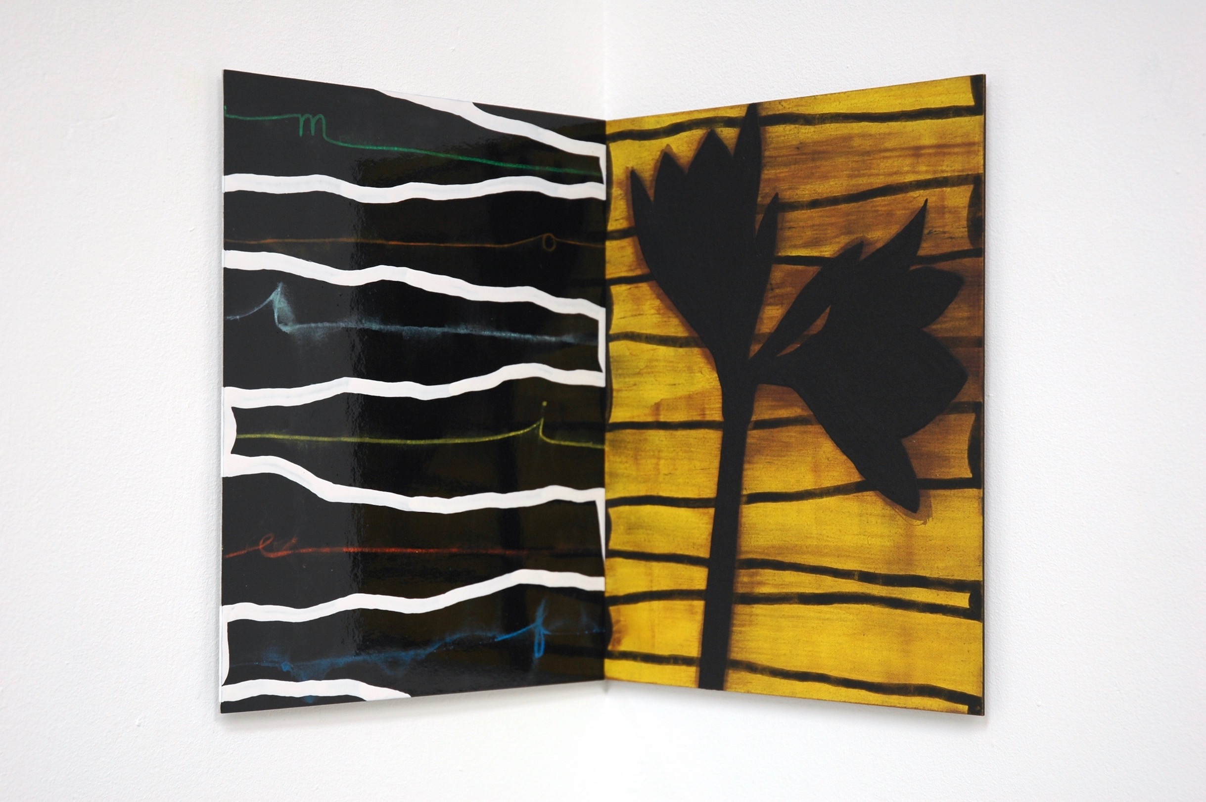 Untitled 2012, acrylic and color pencil on paper/aluminium, 24 x 39 cm, private collection