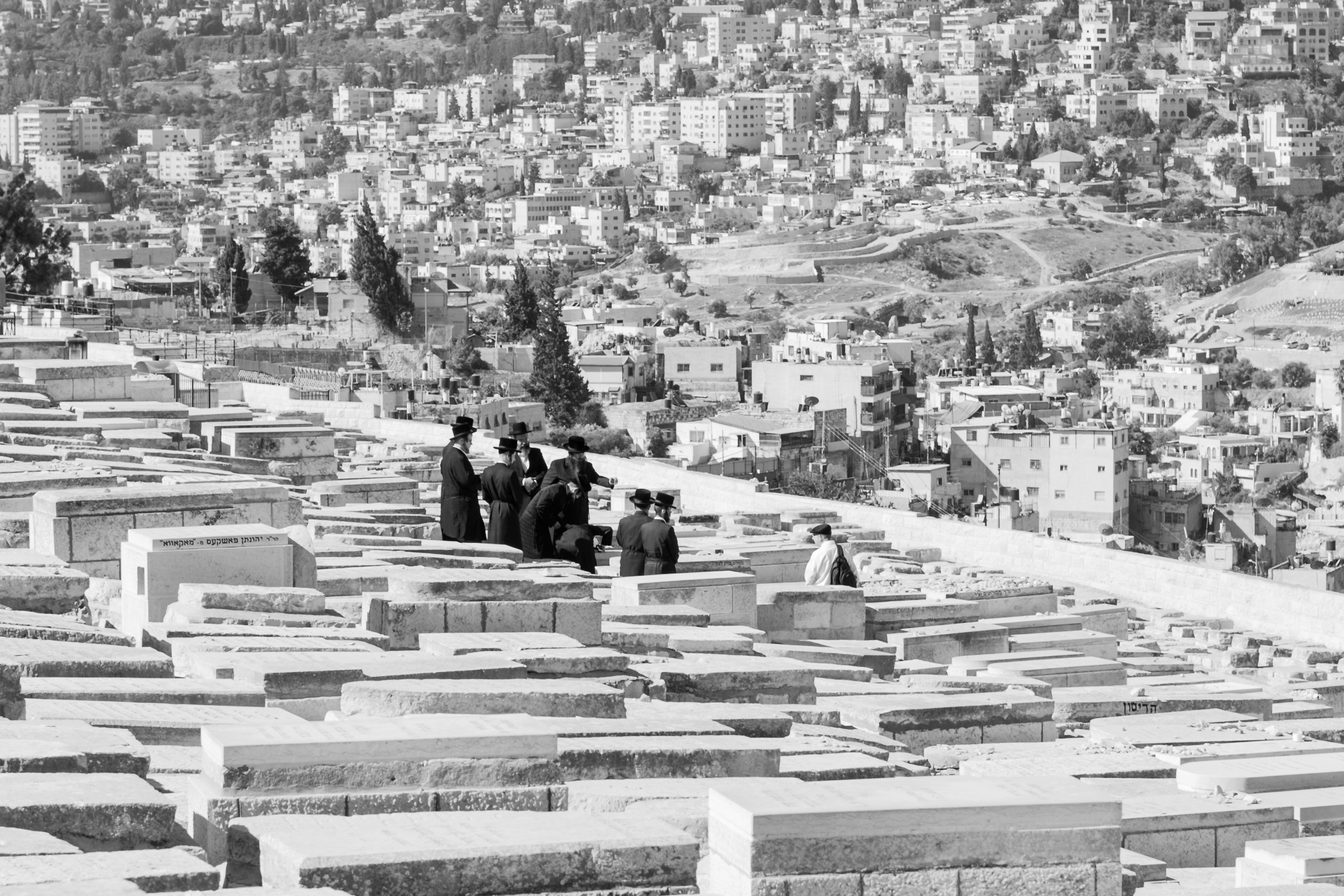 No hay flores en el funeral Judío Ortodoxo, sino piedras depositadas encima de la lápida... La piedra perdura al igual que la muerte, mientras que la flor se marchita al igual que la vida.
