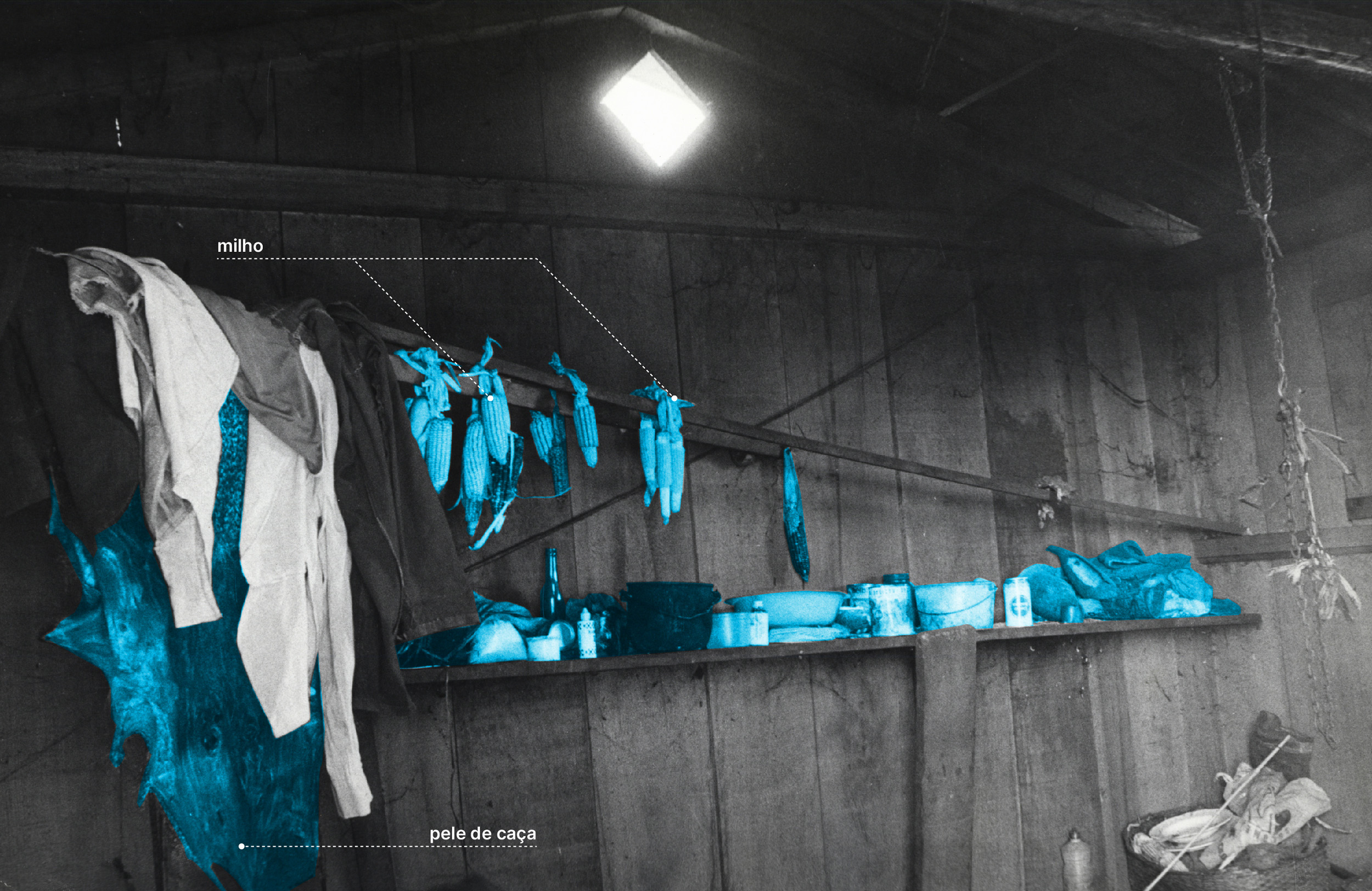 Autoria desconhecida, "Interior de habita&ccedil;&atilde;o Kaingang", s. d. 