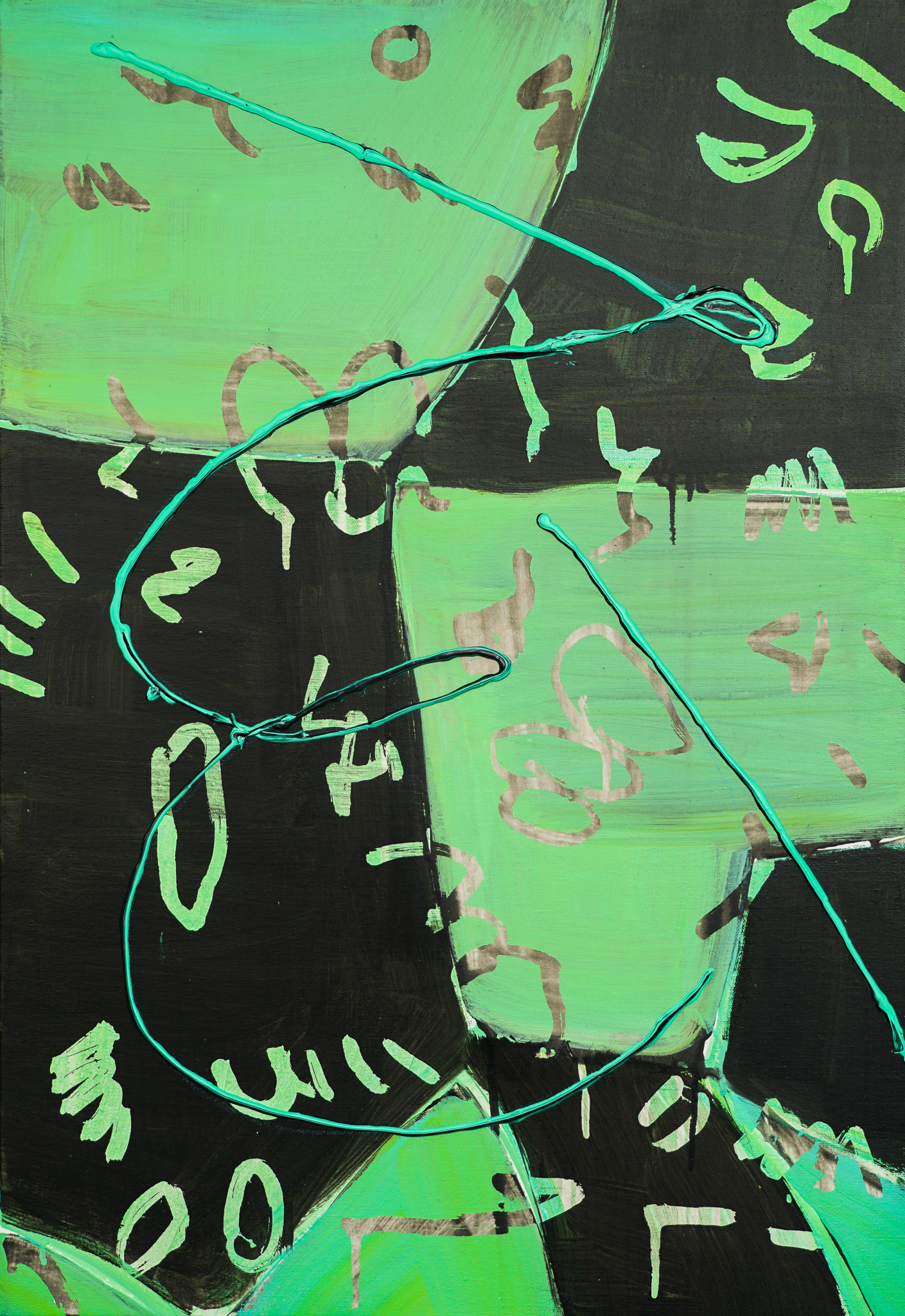 Period gene(PER), 2021, acrylic, masking fluid on canvas, 72.8x49.9cm.