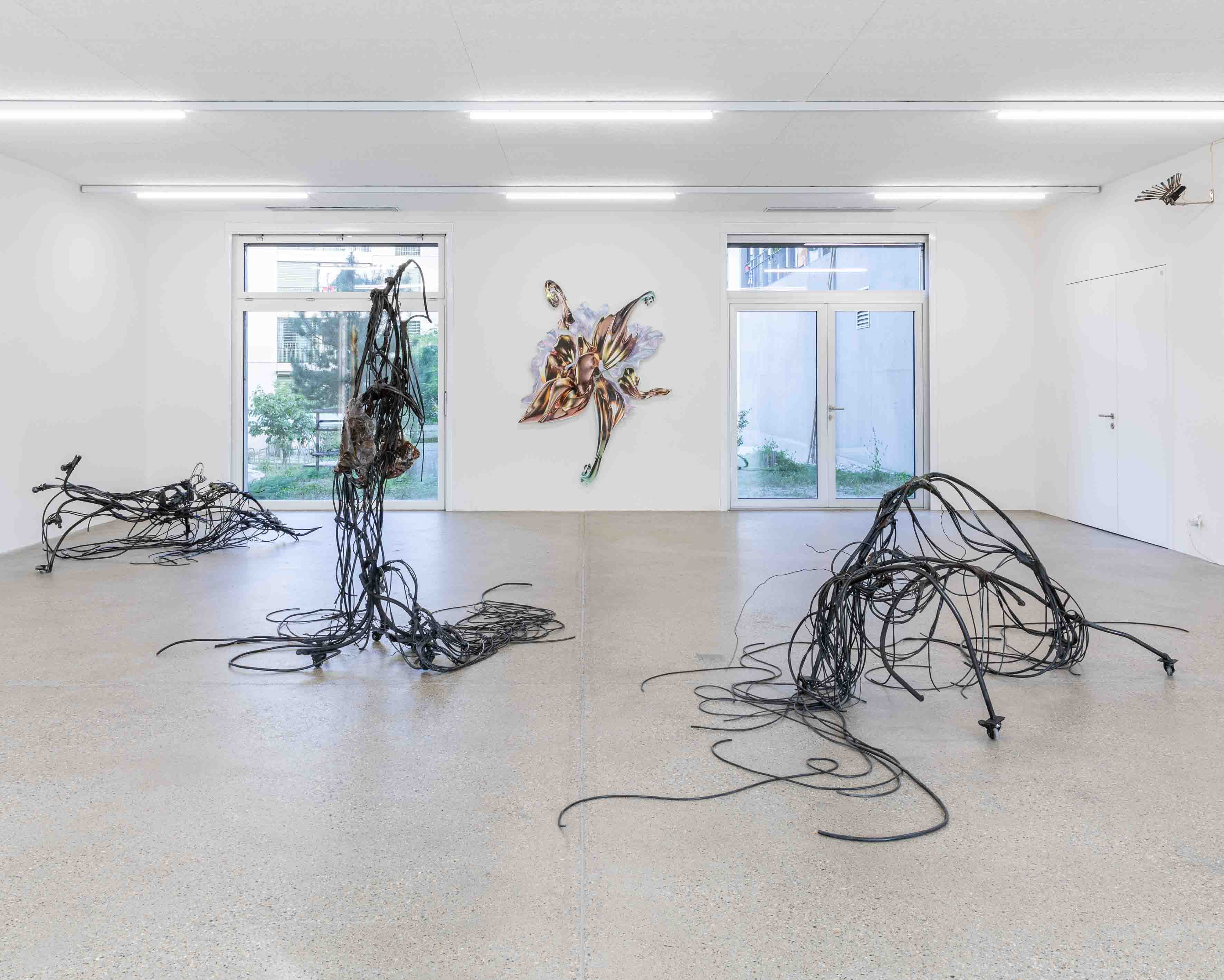 THIS IS THE TIME OF SWEET SWEET CHANGE FOR US ALL with works by ÉLIE AUTIN, SALOMÉ CHATRIOT, GAËLLE CHOISNE, CHLOÉ DELARUE, REBECCA HORN, YEIN LEE and EMMA PASSERA at CALM - Centre d'Art La Meute curated by ORIANE EMERY and JEAN-RODOLPHE PETTER [from 20240913 to 20241103] [Photo: Théo Dufloo]