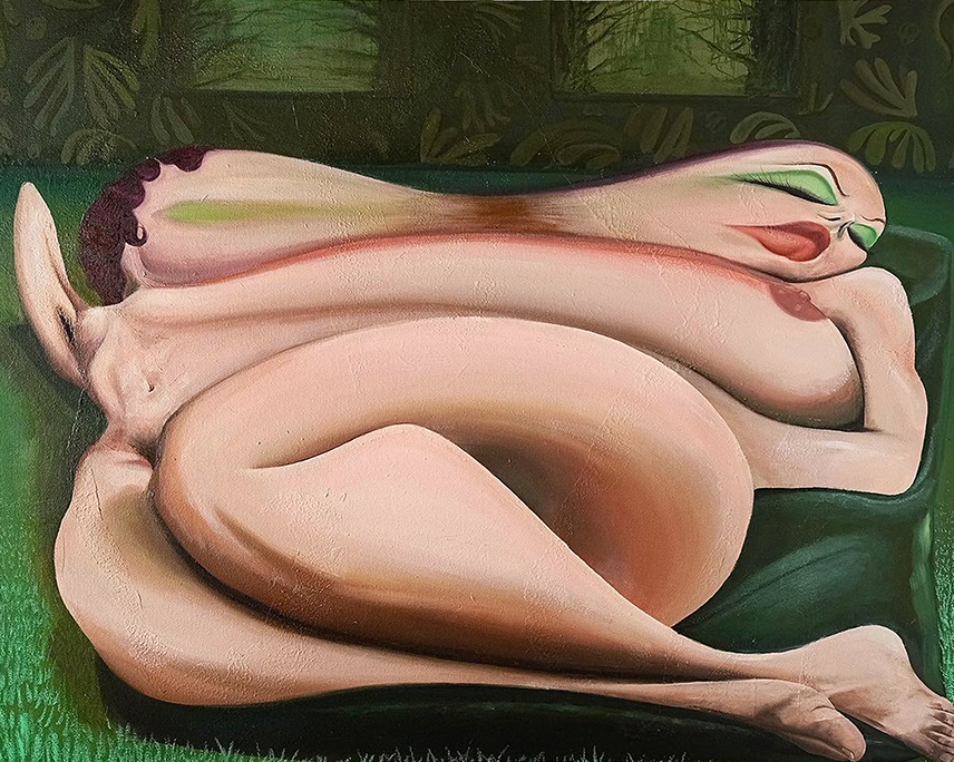 Mitosis, 2022, Oil and oil pastel on canvas, 24 x 30 in