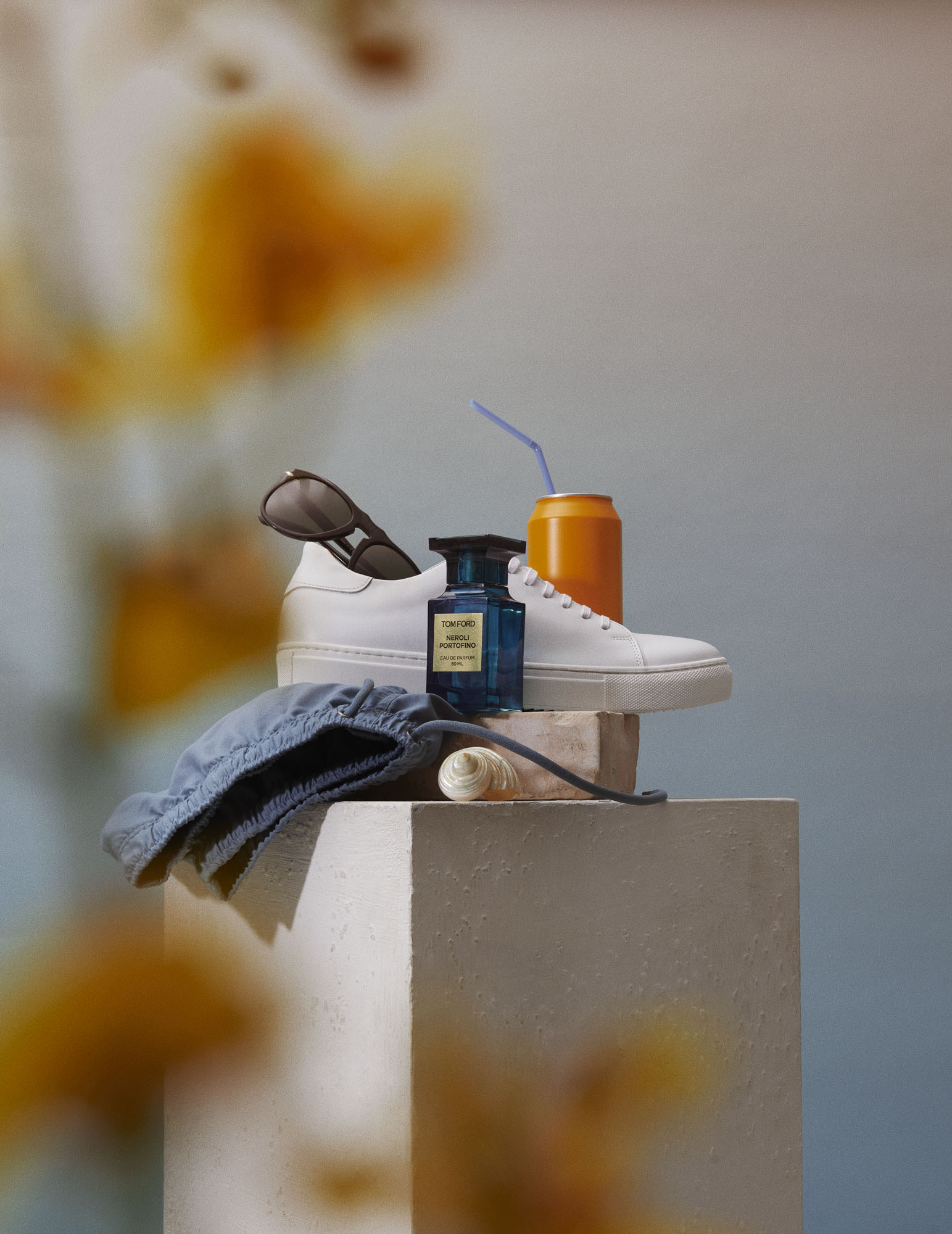 Still Life Photographer Martin Vallin shoots Tom Ford Perfume displayed in an aesthetically pleasing background for Plaza Magazine