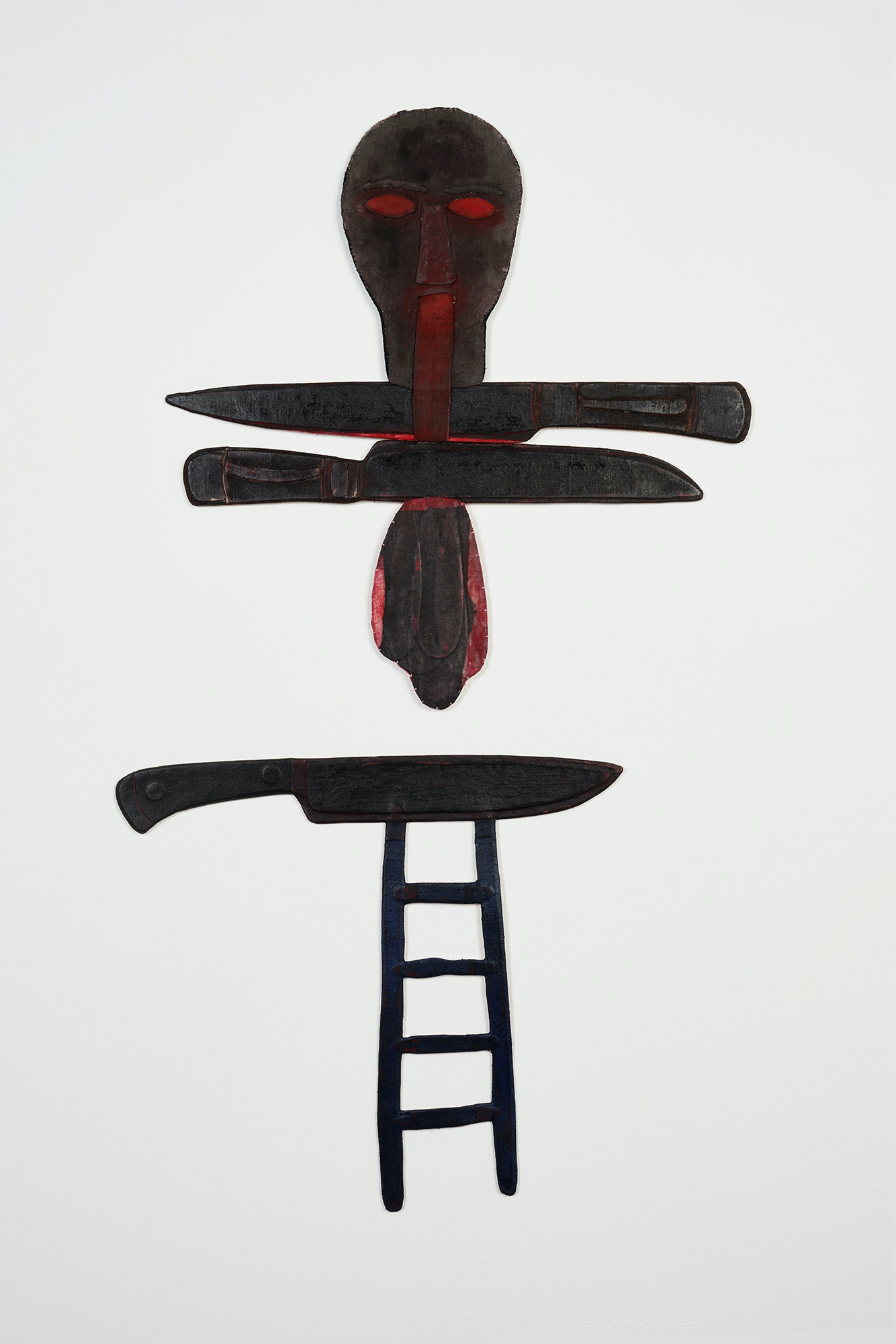 ’Fé Cega Faca Amolada / Lingua Grande’ (Installation View detail, 2025. Oil and wax on cloth and canvas. Sizes and dimension variable.