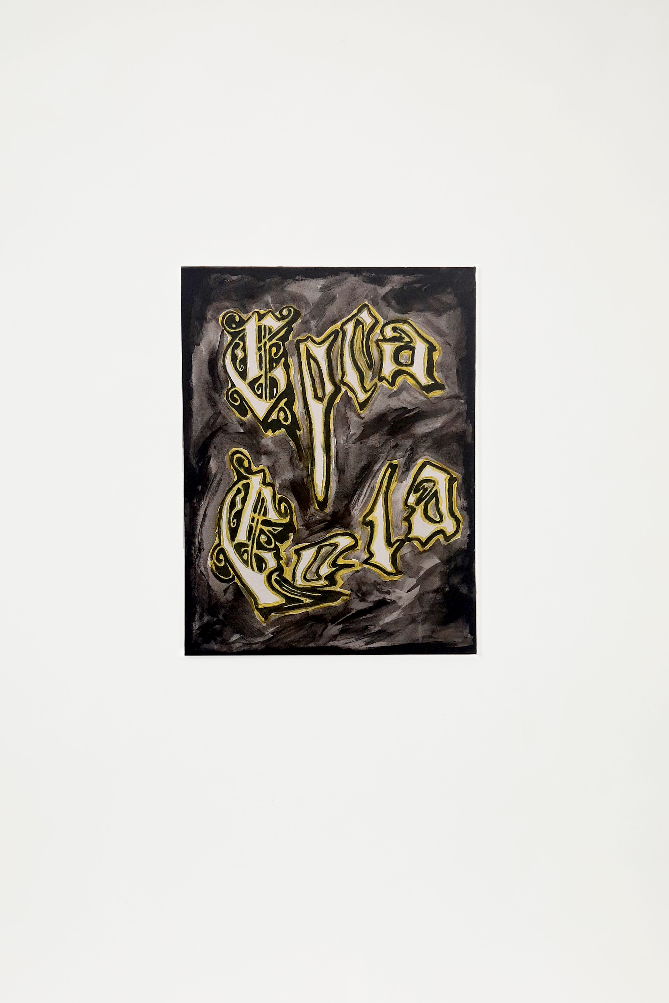 Untitled (Medieval Script Coke), 2021, Acrylic on canvas, 24 x 18 in.