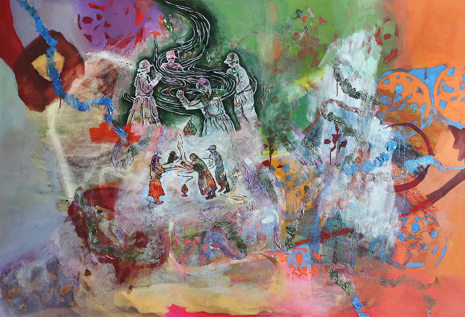 What are you looking for_Oil, Oilstick, Watercolor on Linen _112.1x162.2cm_2023