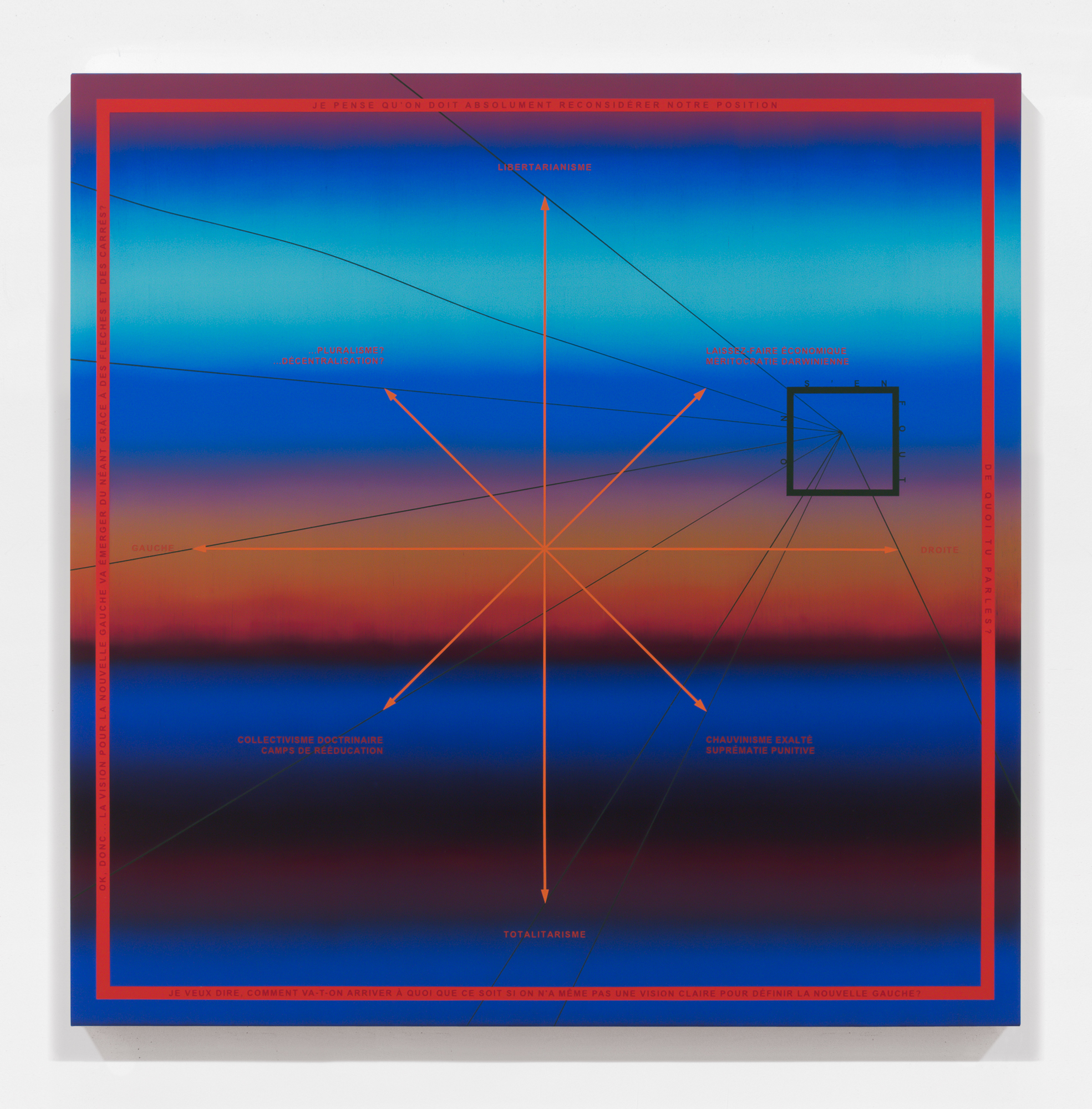 La nouvelle gauche. 2020. Oil and acrylic on canvas, 36" x 36" (91 x 91 cm)