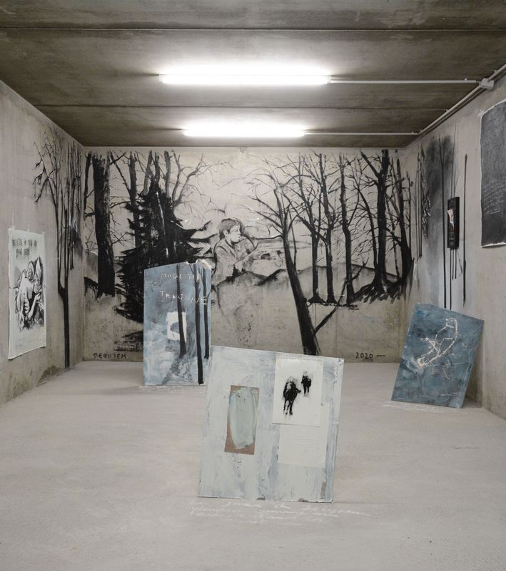 Gabriel Folli La Terre entière pour tombeau, 2020 Technique mixte Vue d'installation, Le Box, Toulouse