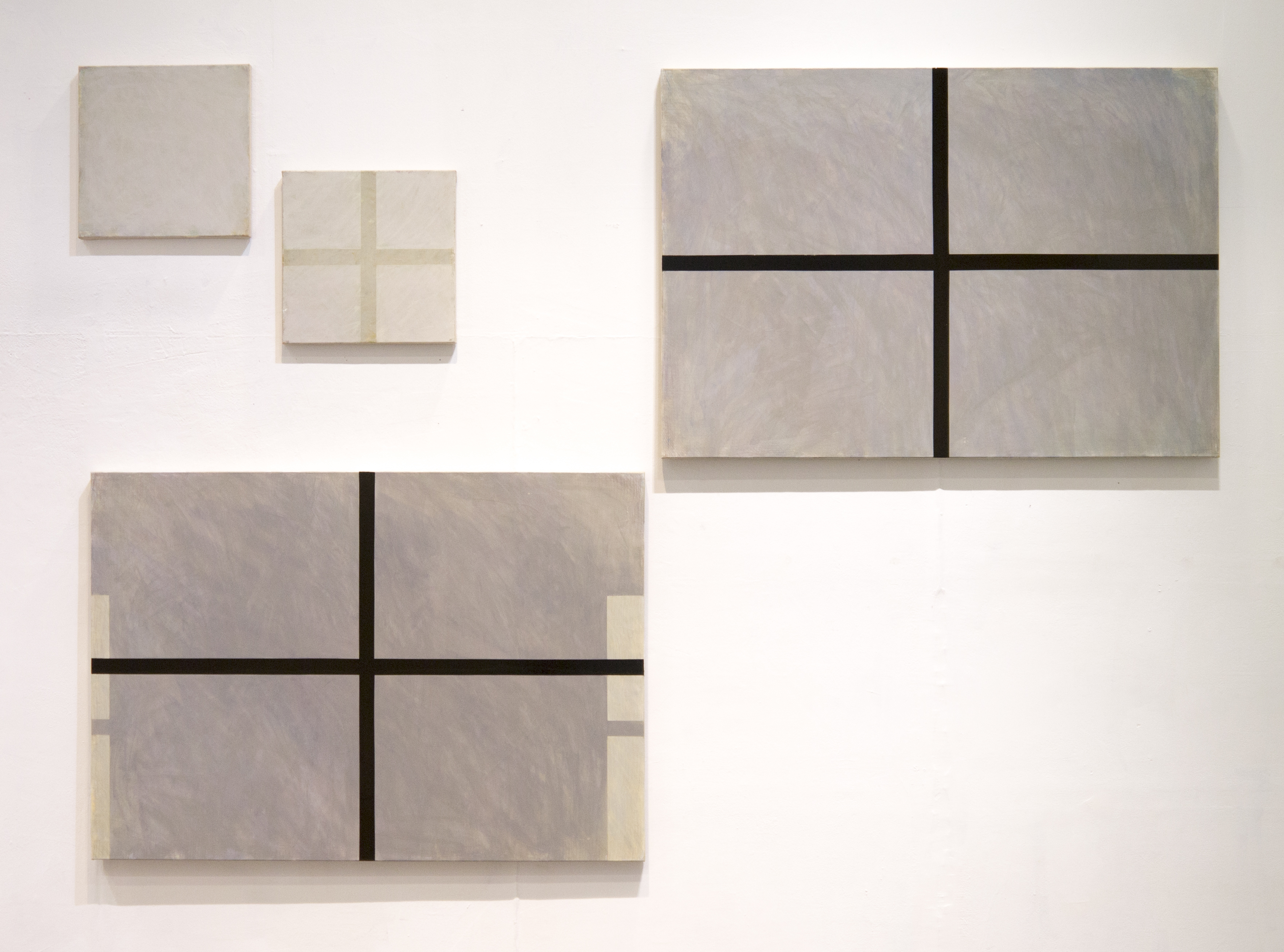 Squares, 2019, oil on linen, 50x50cm, 50x50cm, 112x160cm, 112x160cm