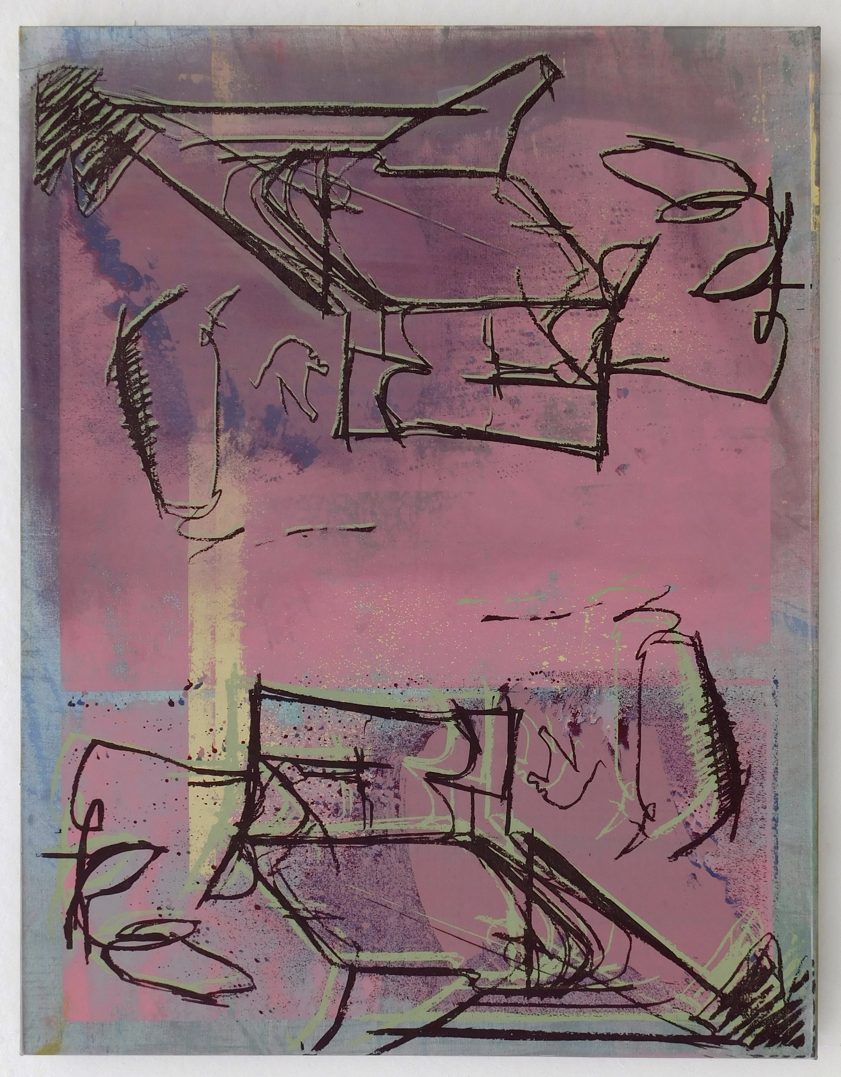 untitled (one of narcissus' big shadows). screenprint and acrylic on canvas 39"x50"