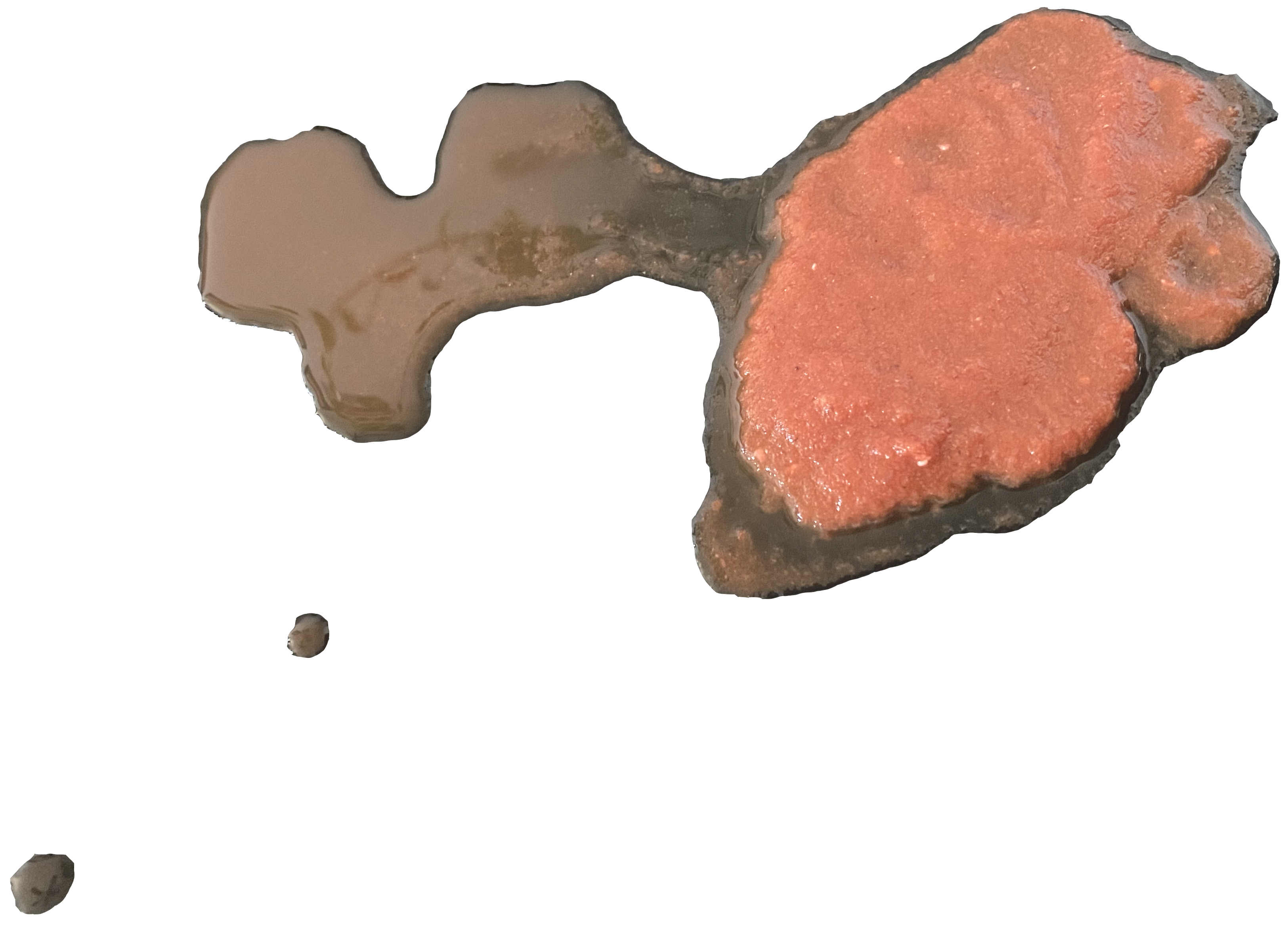 red spilled chunky liquid