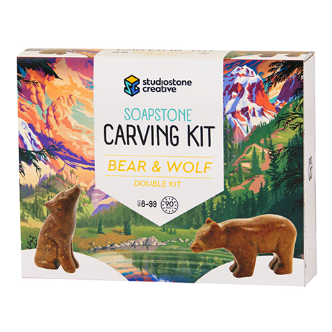 bear and wolf soapstone carving kit