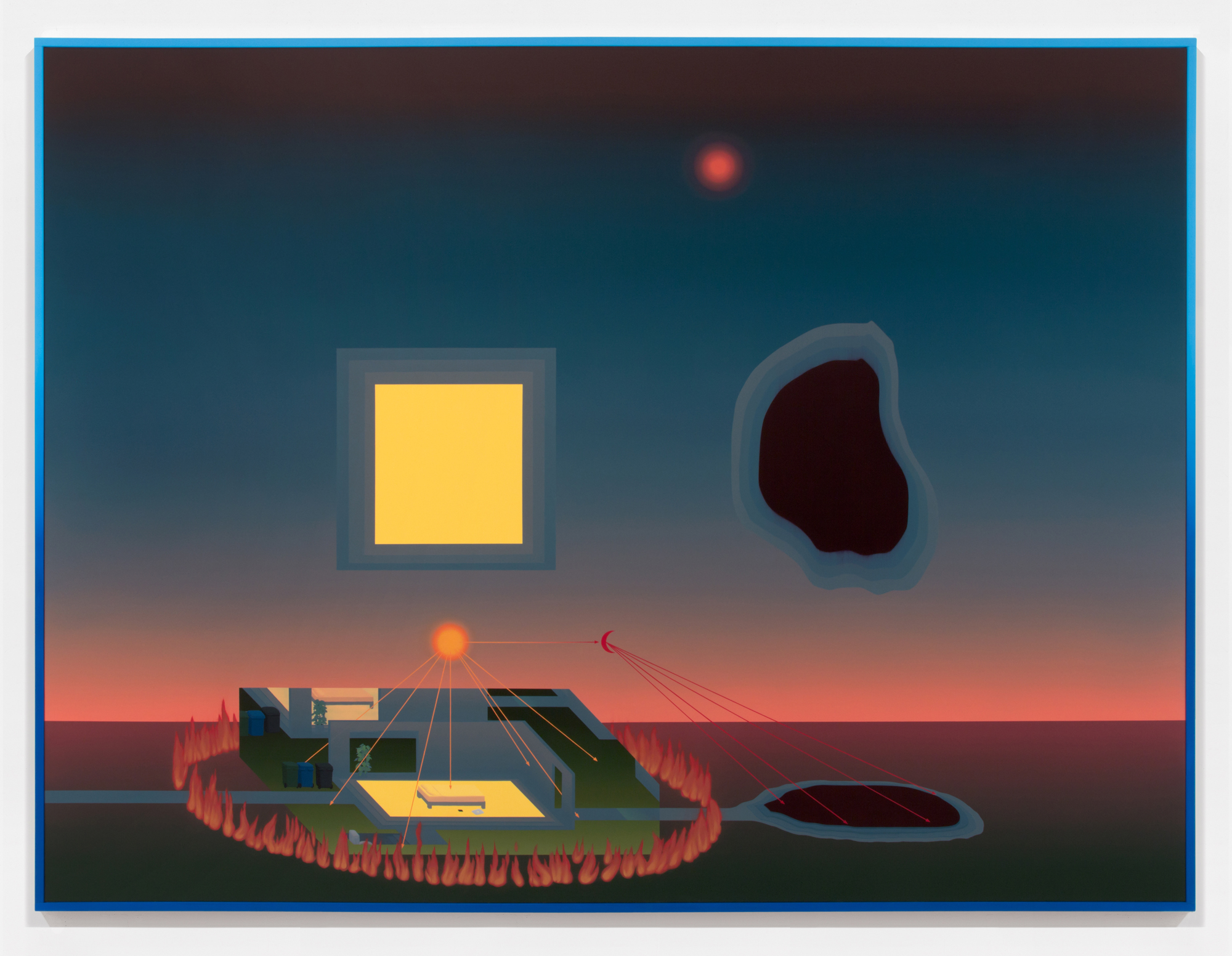 Echo. 2018. Oil and acrylic on canvas and frame, 73" x 97" (185 x 246 cm)