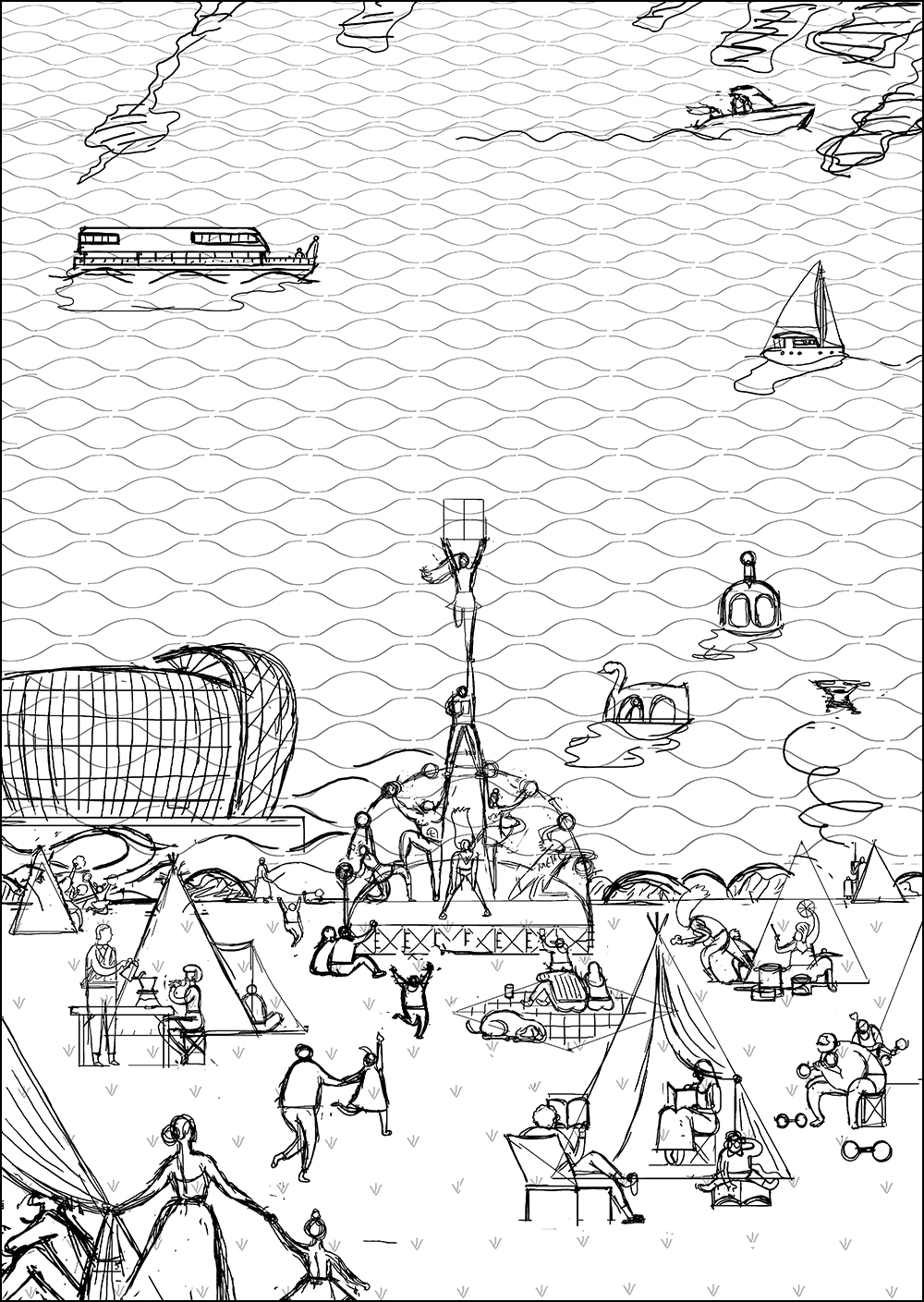 line sketch for color