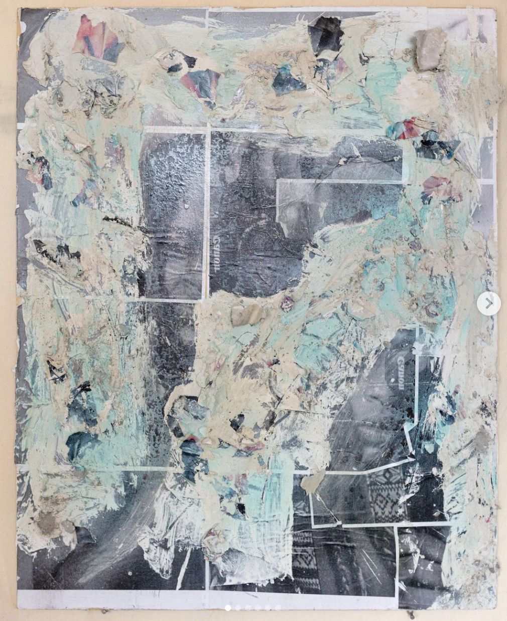 Portrait(s) Coated, #15, 24 x 30, Photographic Collage and Plaster on Wood Board
