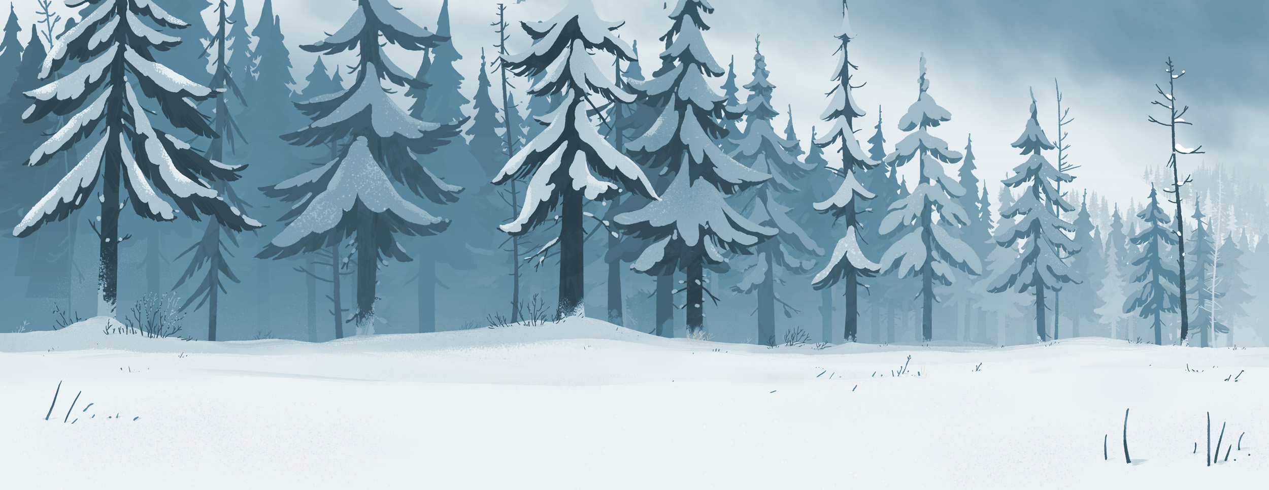 BG art (art direction by Tristan Menard) on Shot film To builod a fire By FX Goby