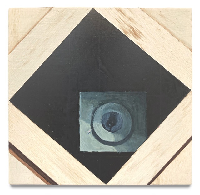 Security Cam 2; Acrylic Paint on Panel; 6x6 inches; 2023