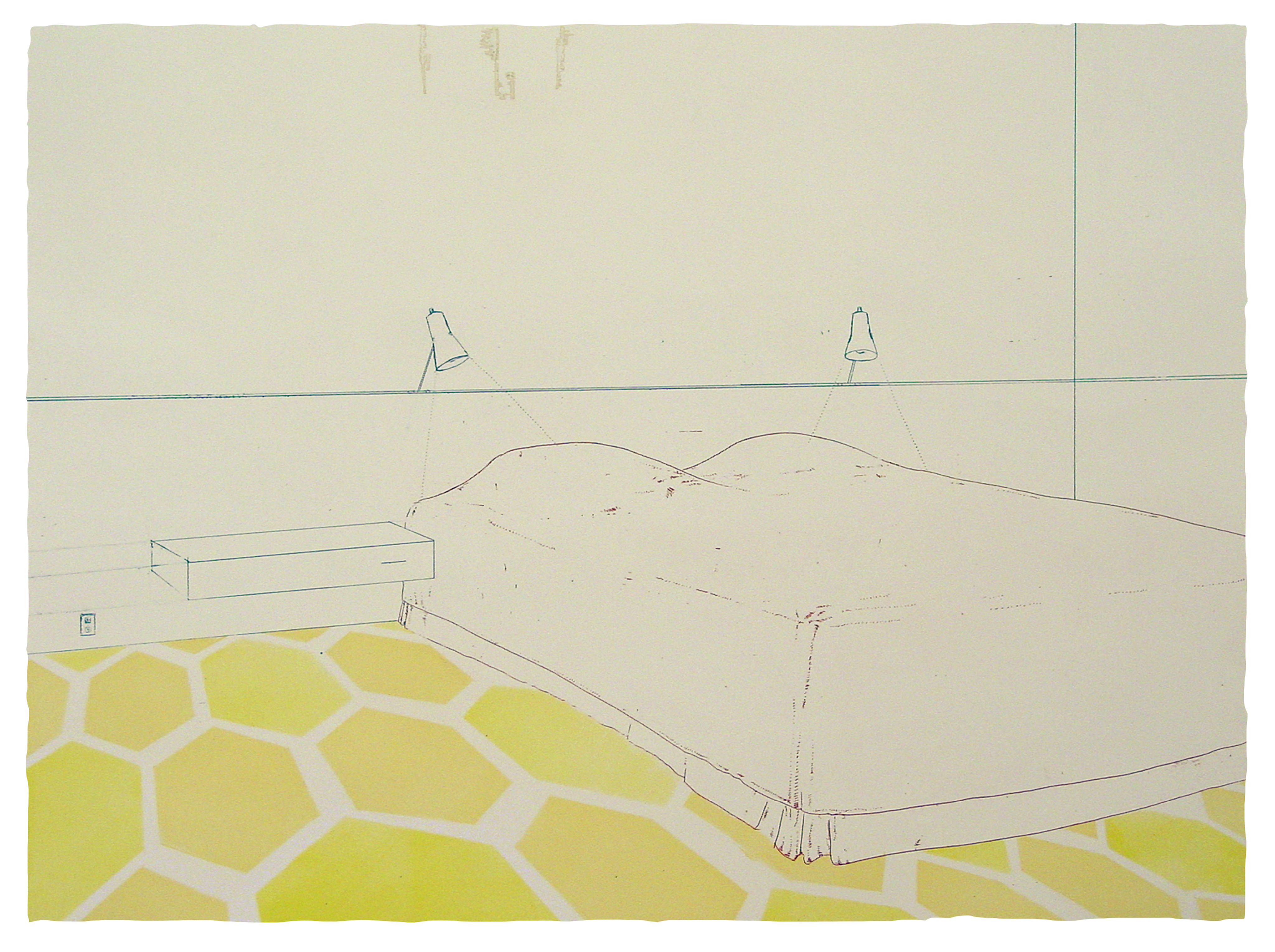 Fugitive Parameters, etching with stencil roll, 18 x 24, ed.of 6