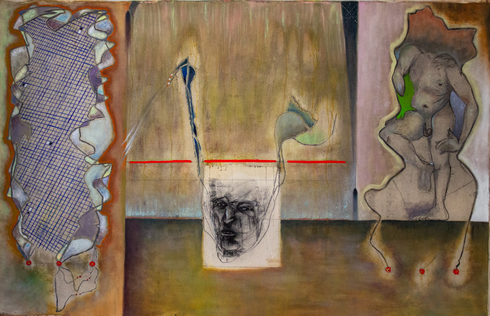 Rodrigo Echeverría, Phantom Limb Sketching for an Arm, 2024, Oil on canvas. 47 1/4 x 74 3/4 in. 120 x 190 cm