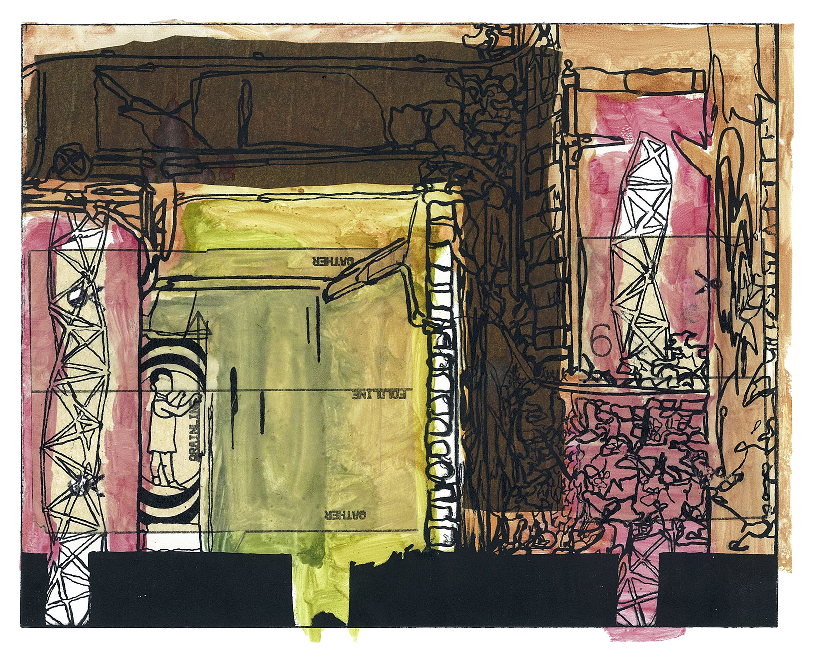 The Survival of a Legitimate Royal Bloodline #1, 2012Photolithograph, chine-collé, and monotype on paperEdition of 2 (unique)12.313 x 10.313 in.31.28 x 26.2 cm