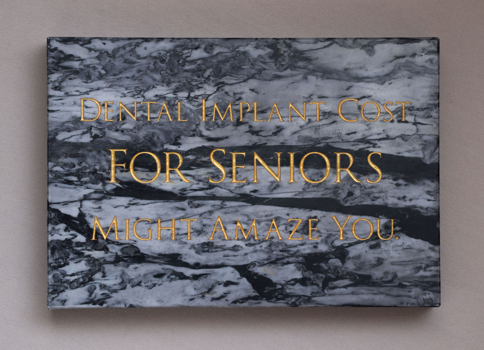 Dental Implant Cost, marble, gold leaf, 23 x 33 x 4 cm