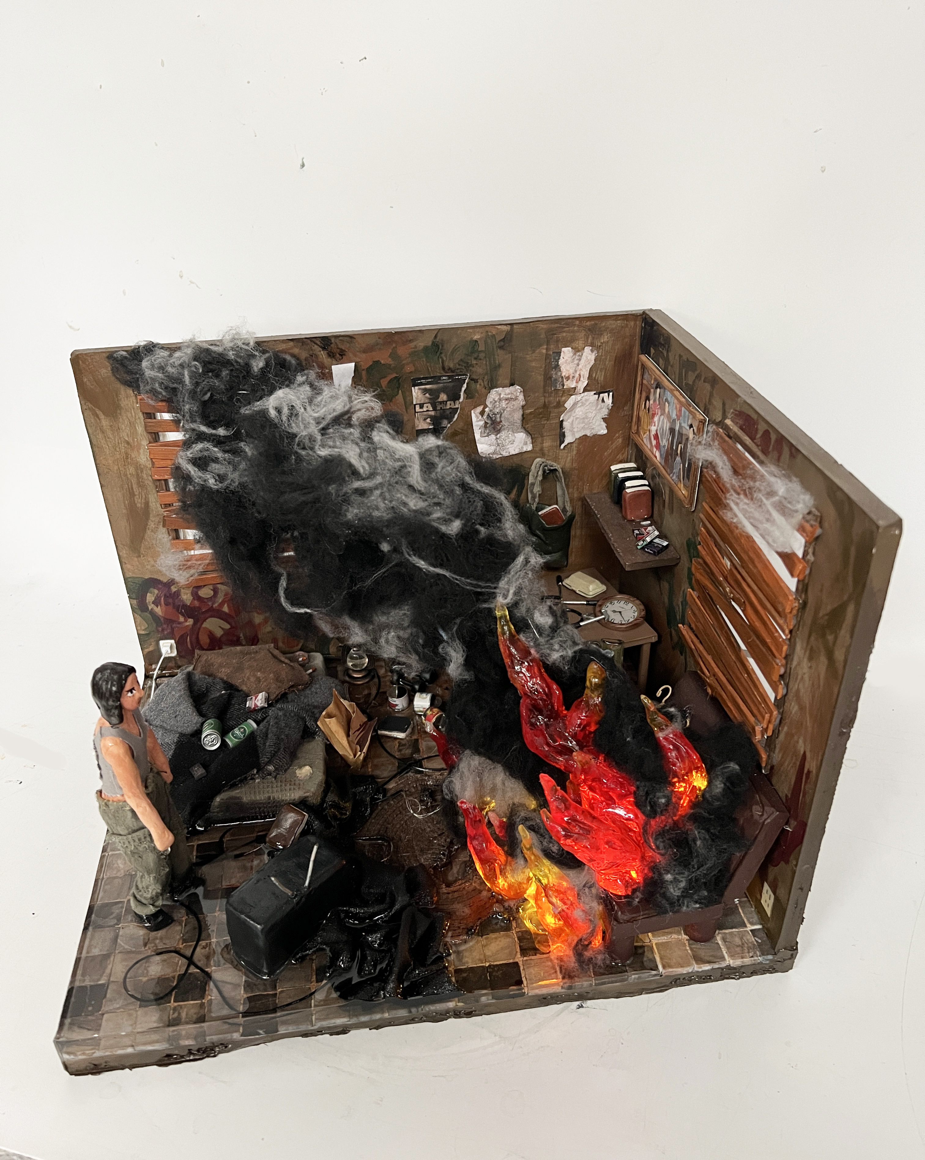 FIGHT, mixed media miniature, 2023