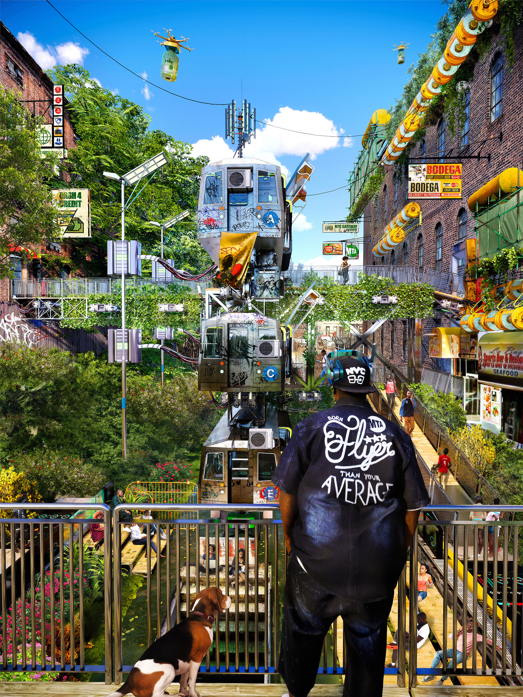 “Franklin Avenue Shuttle: Gateway Triple-Stack”, 30”x40”