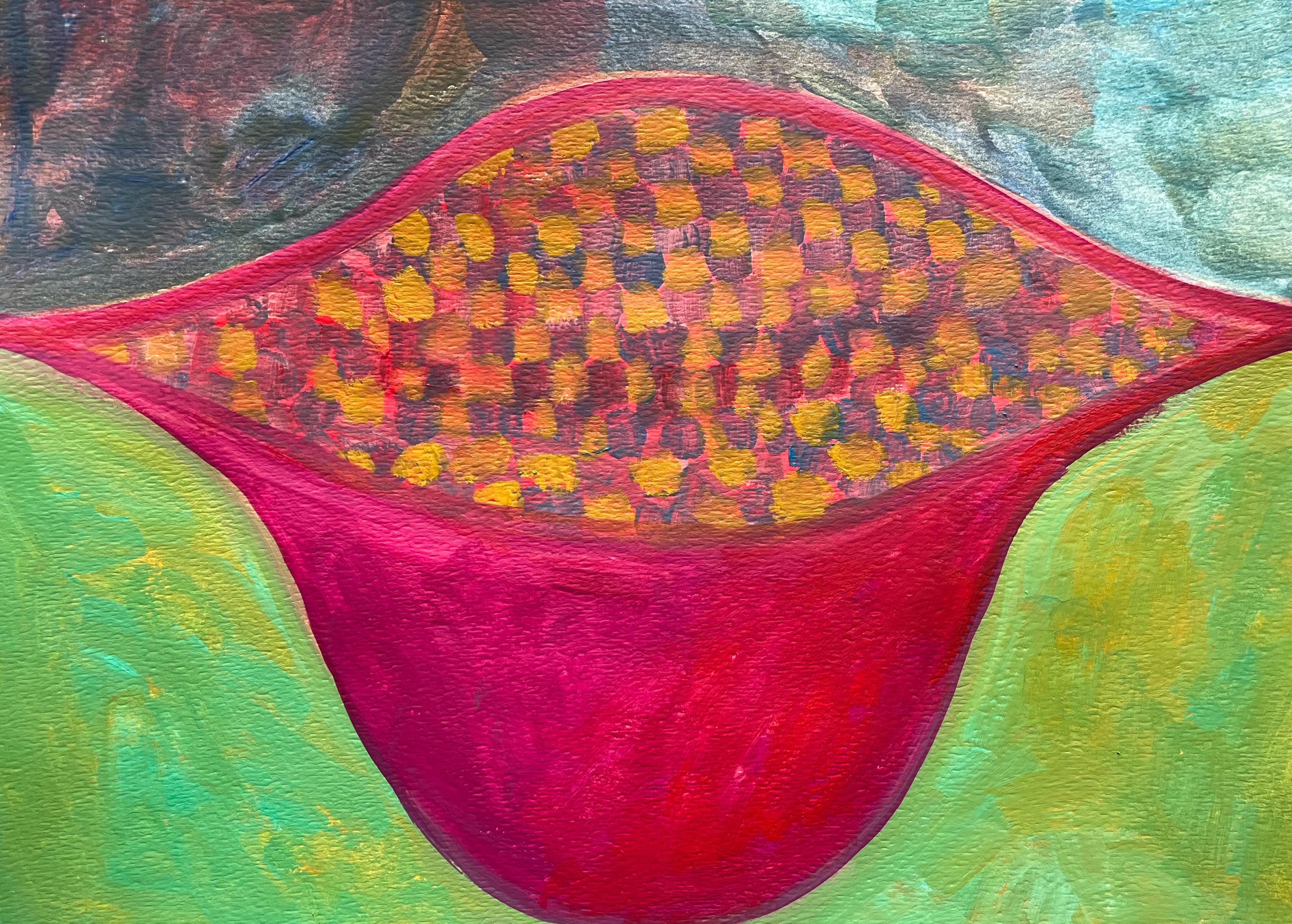 Hannah's Seed (2023), oil paint on paper. 9 x 12 inches.