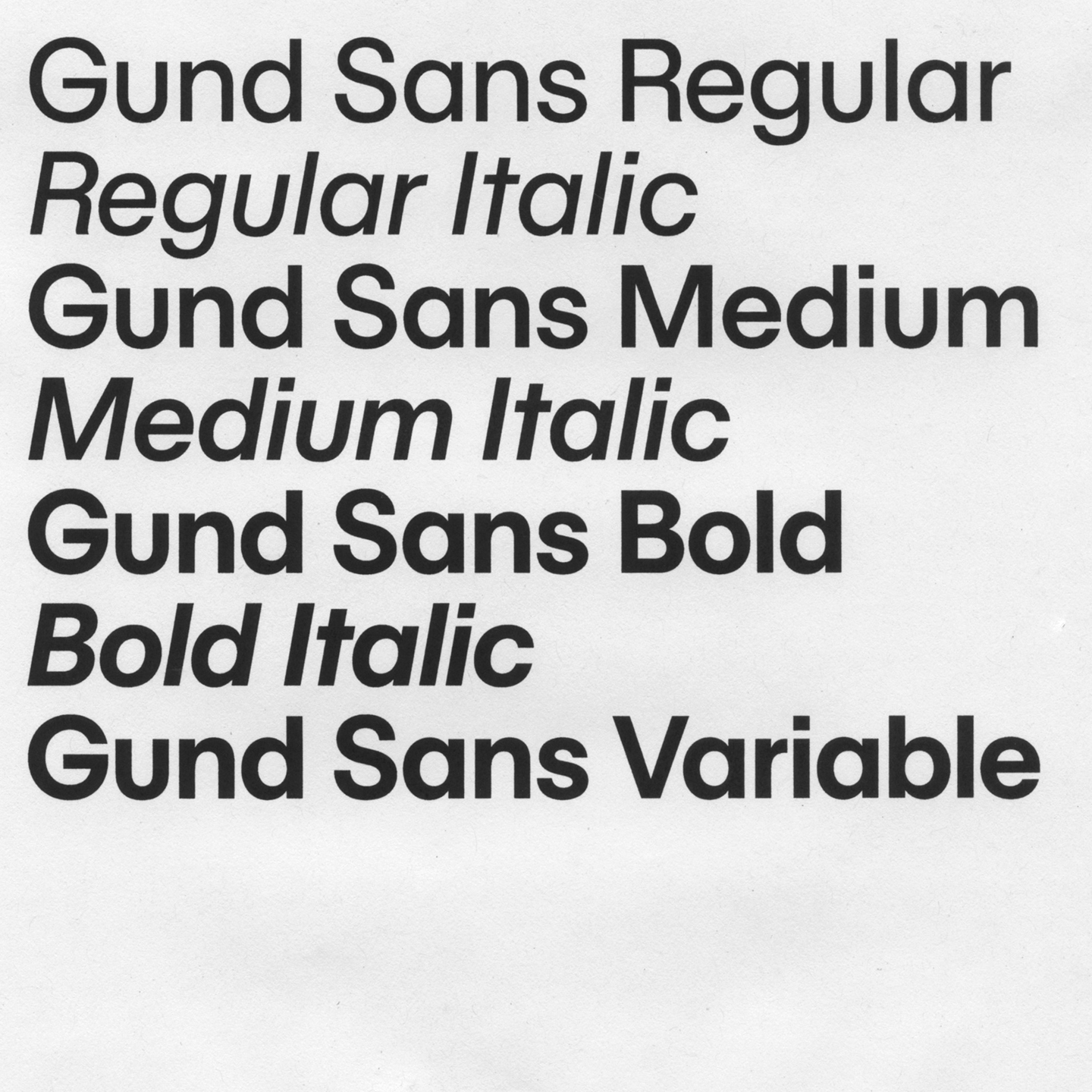 Gund Sans, a custom typeface for The Gund. Designed by Julien Hébert in 2023.