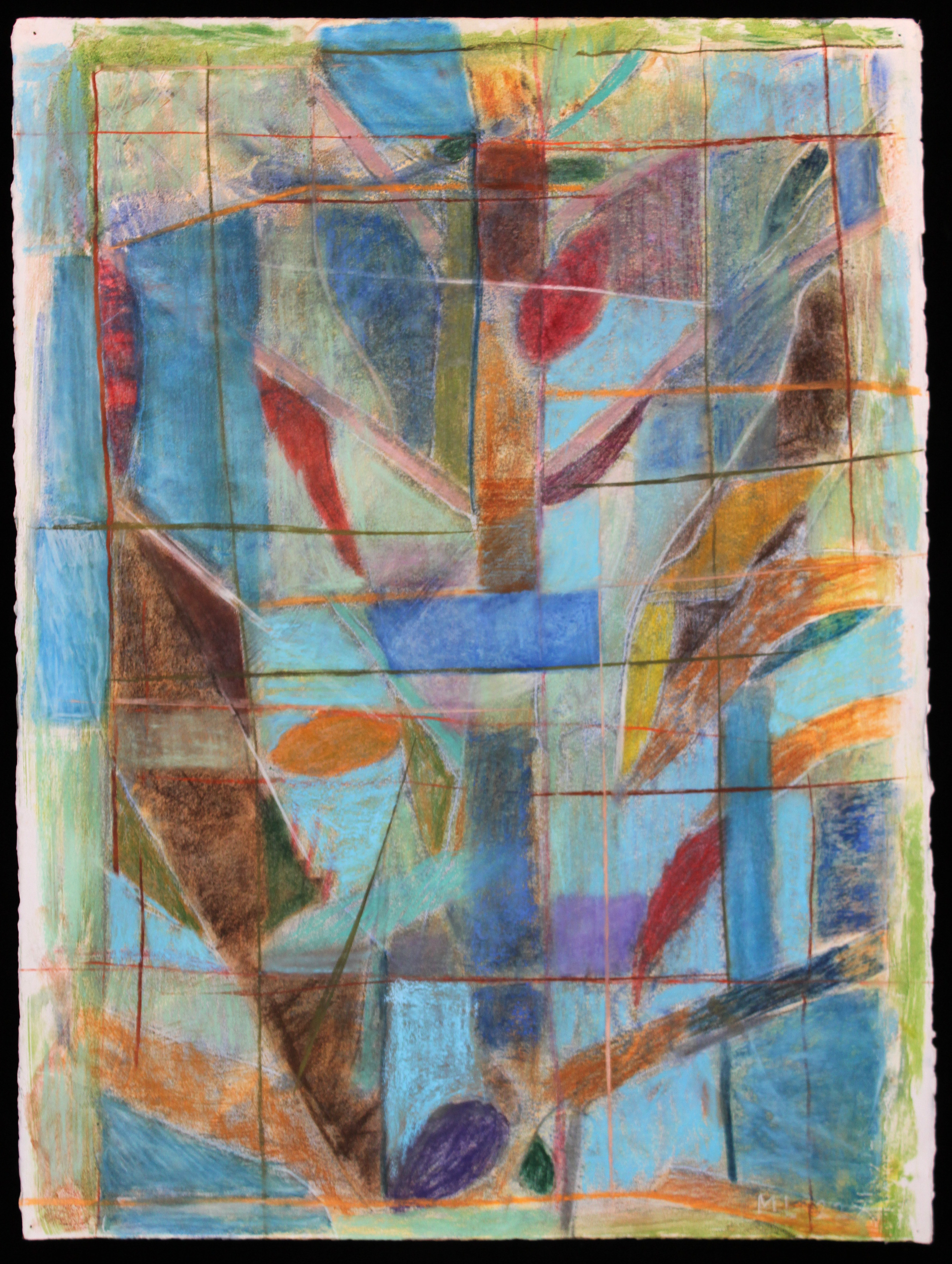 Spring Hope. 2022. pastel over encaustic monotype. 30" X 22 1/2"