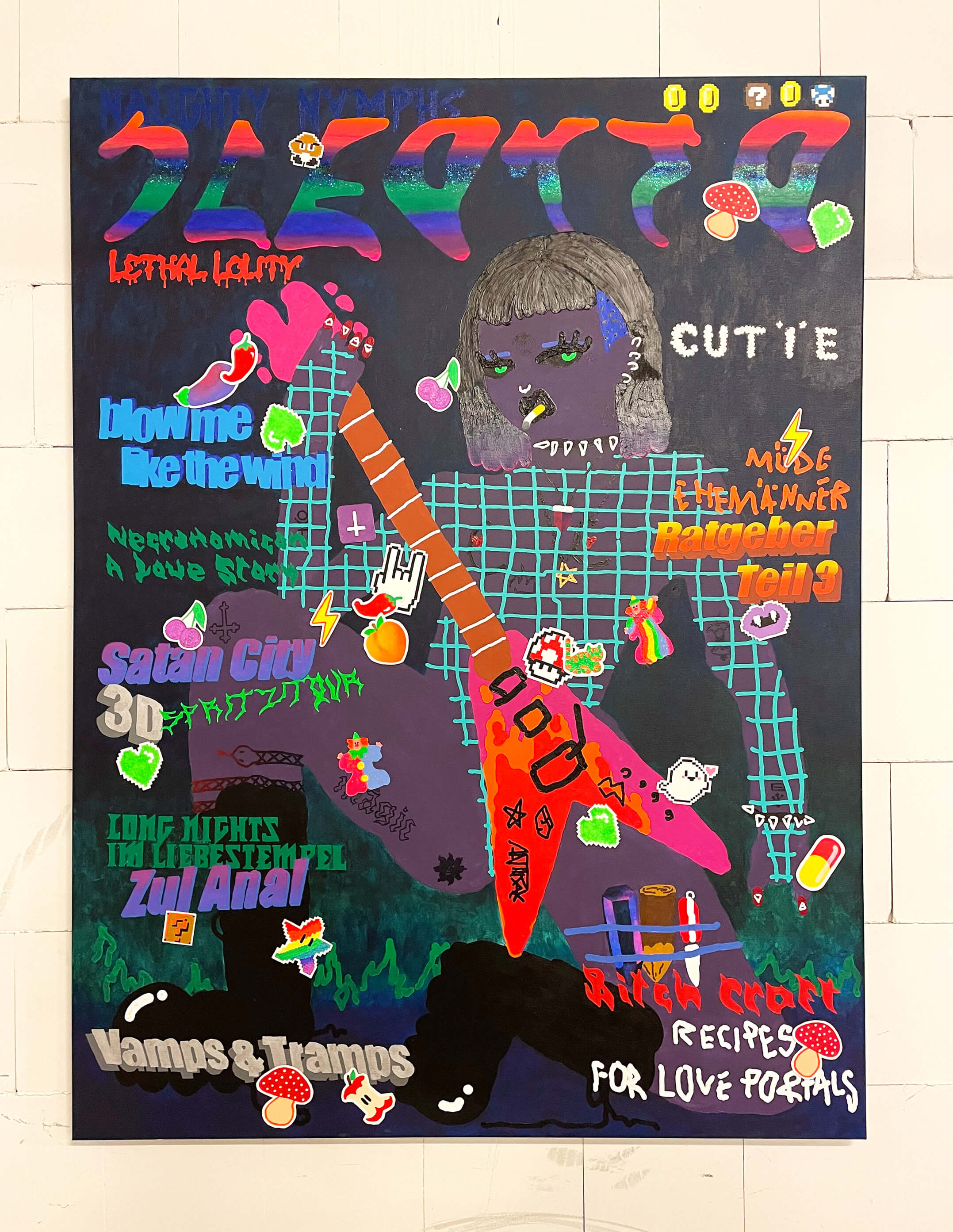 »Playboy [Klingon]« 120x160cm, acrylic, oil, spray, canvas collaged on canvas, 2022