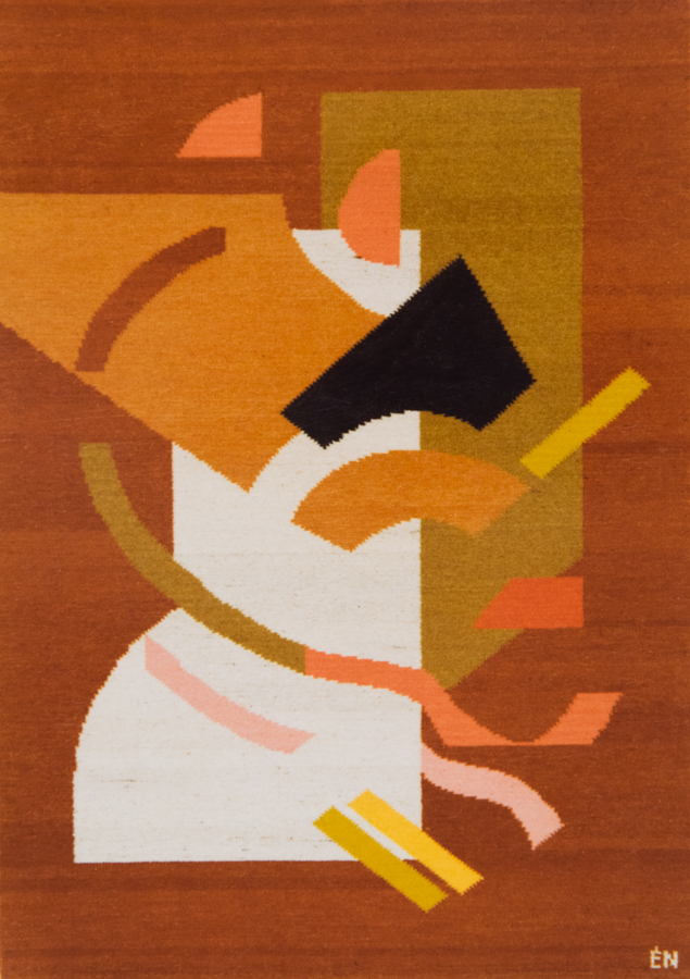 Handwoven wool rug. Serial production. 1990's