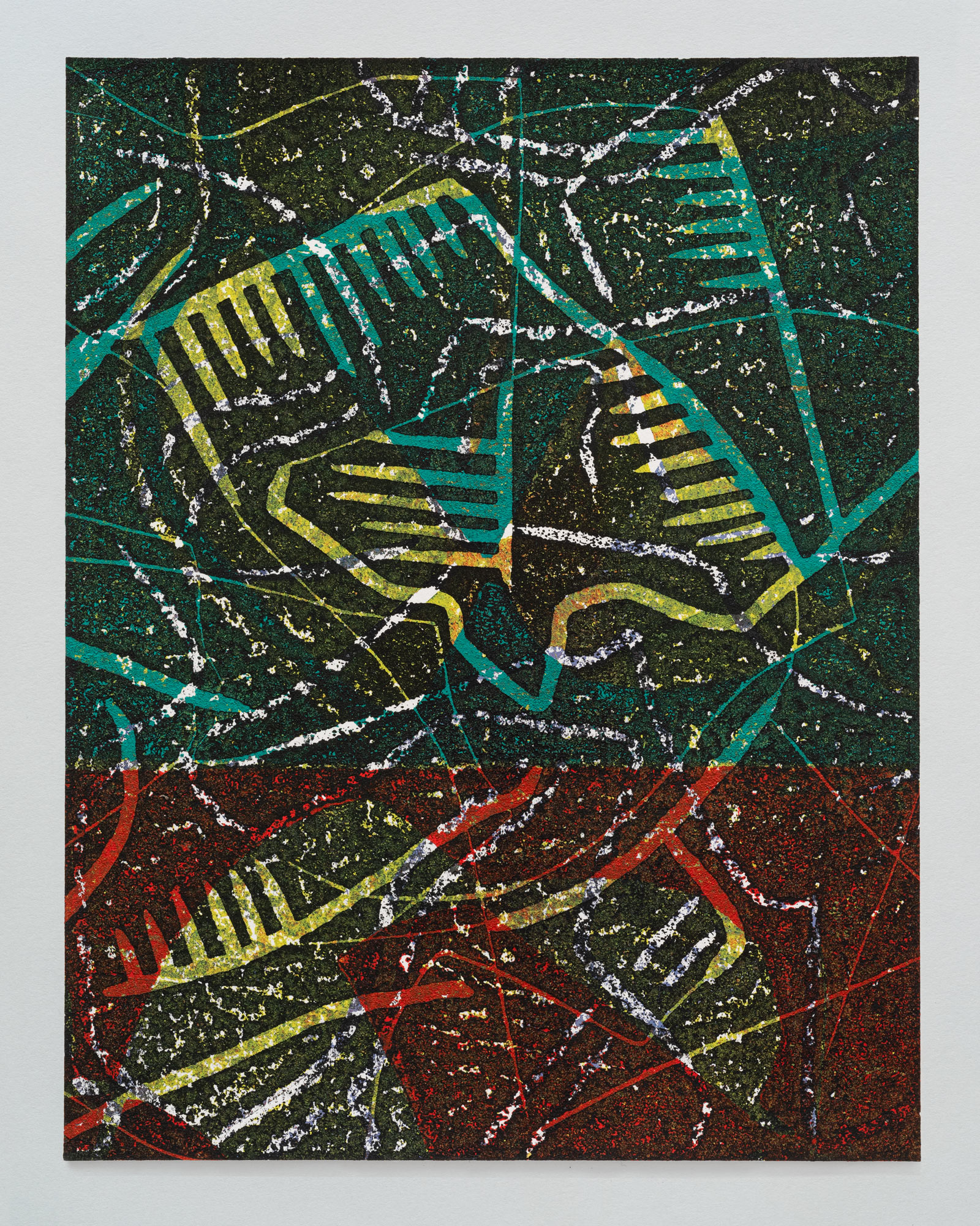 Night Moves, 2024, hand-printed woodcut on paper, 11 × 8.5".